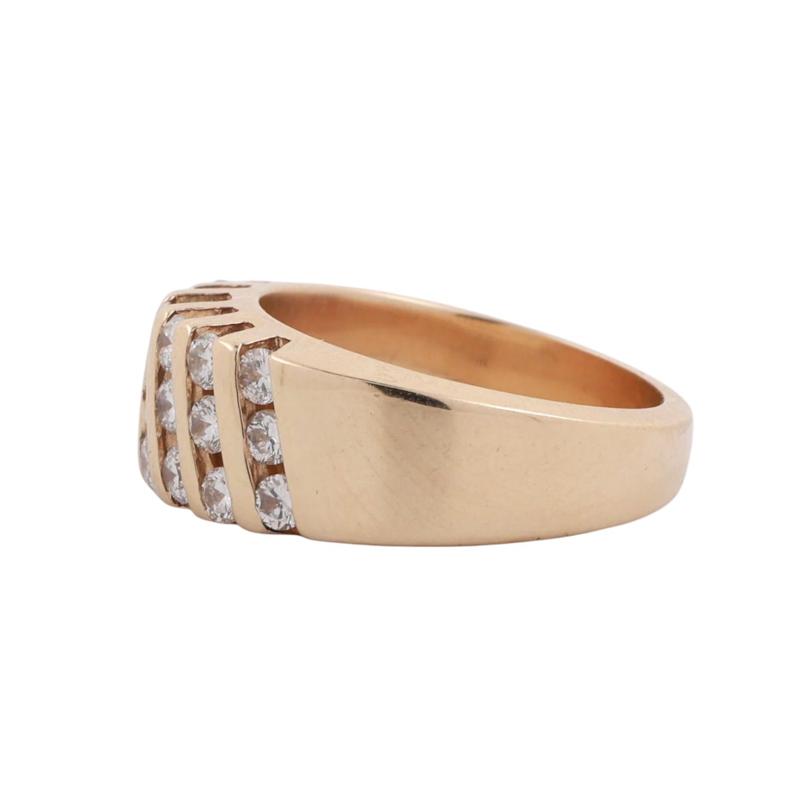 1.33 TW Diamond Bar Wide Band Ring 14K Yellow Gold Size 6 Unisex Estate