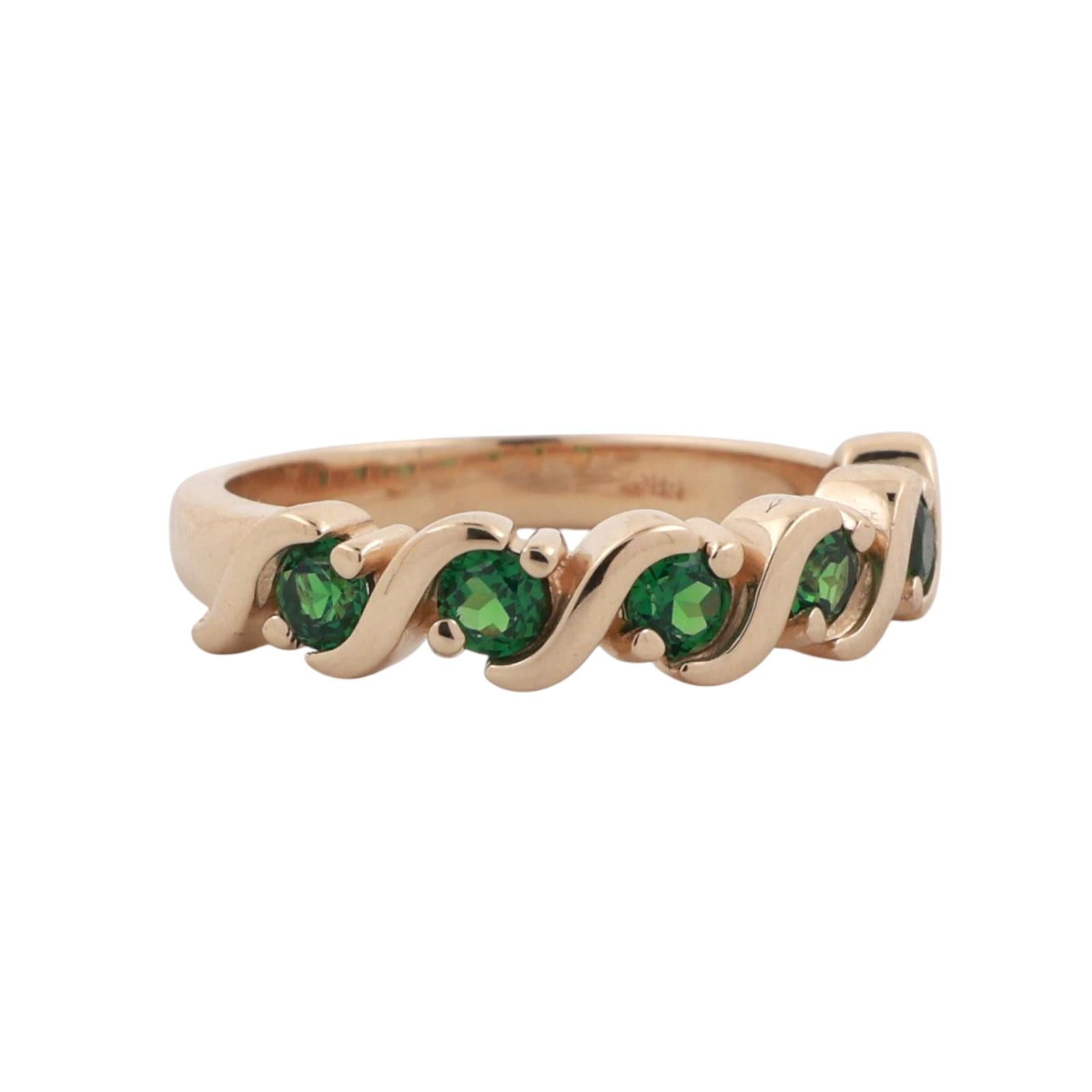 Tsavorite Garnet Swirl Band Ring 14K Yellow Gold 0.60 CTW Size 6.5 Ladies