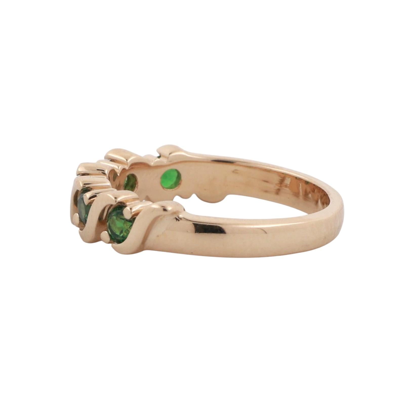 Tsavorite Garnet Swirl Band Ring 14K Yellow Gold 0.60 CTW Size 6.5 Ladies