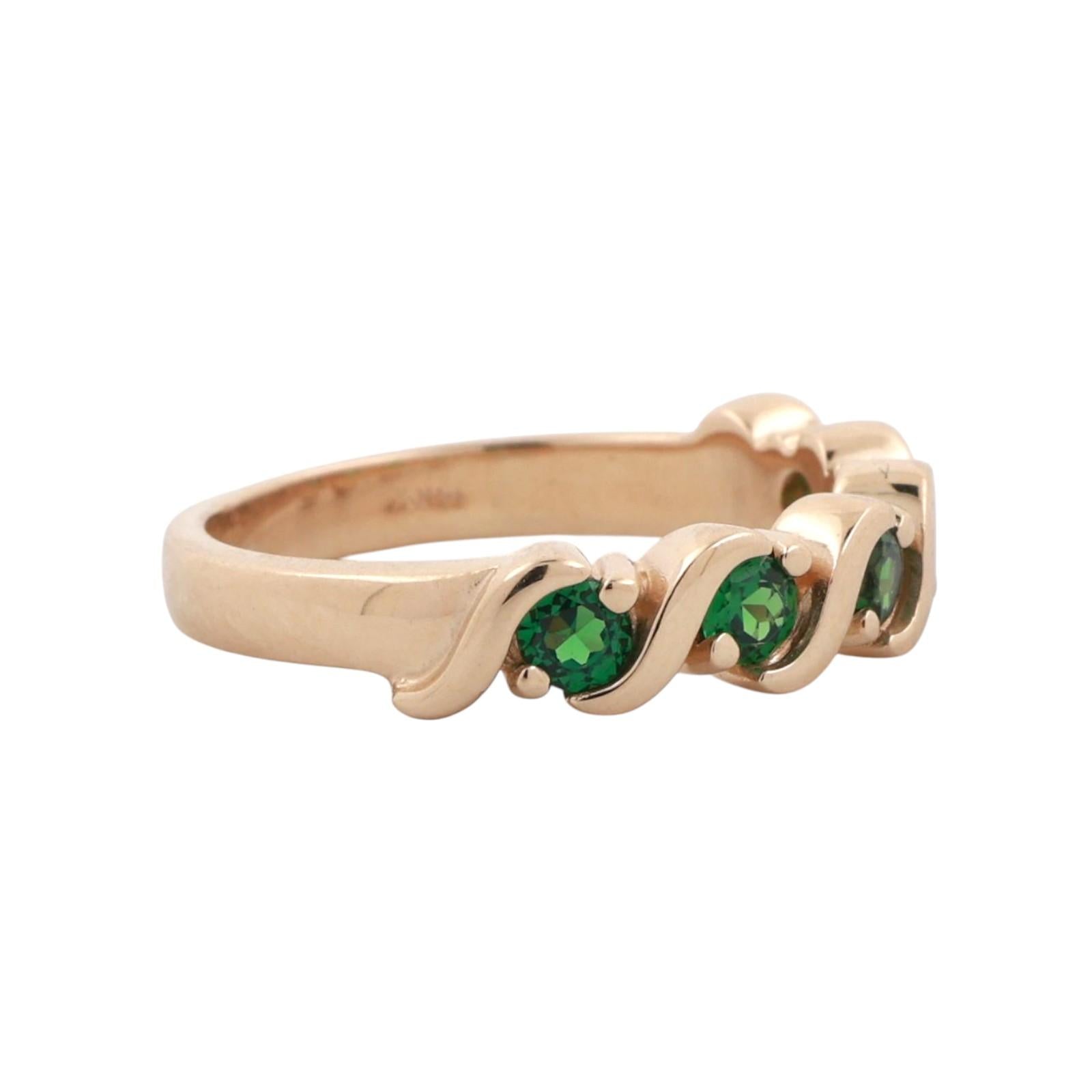 Tsavorite Garnet Swirl Band Ring 14K Yellow Gold 0.60 CTW Size 6.5 Ladies