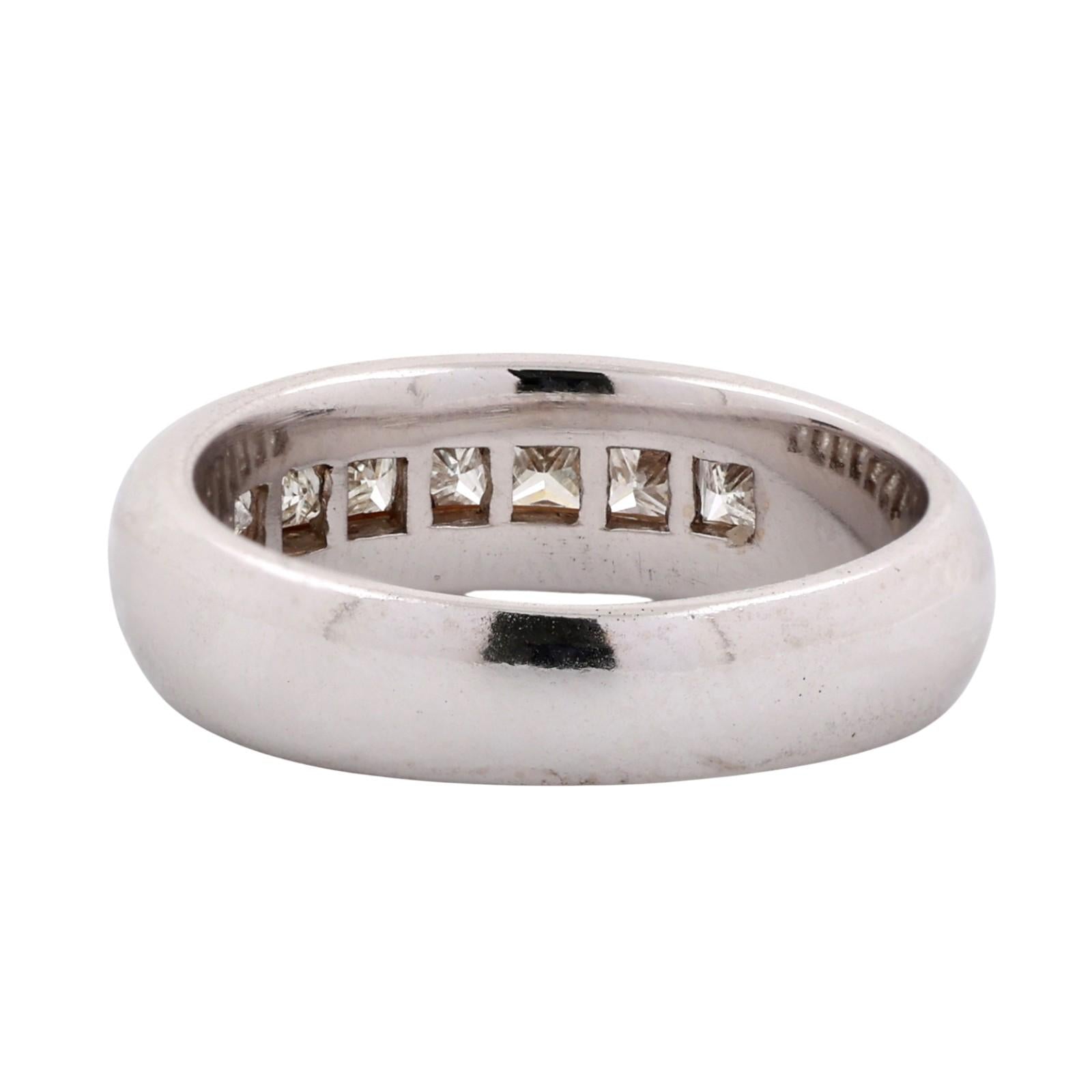 Princess Cut Diamond Half Eternity Band Ring 14K White Gold 1.33 TW Size 8