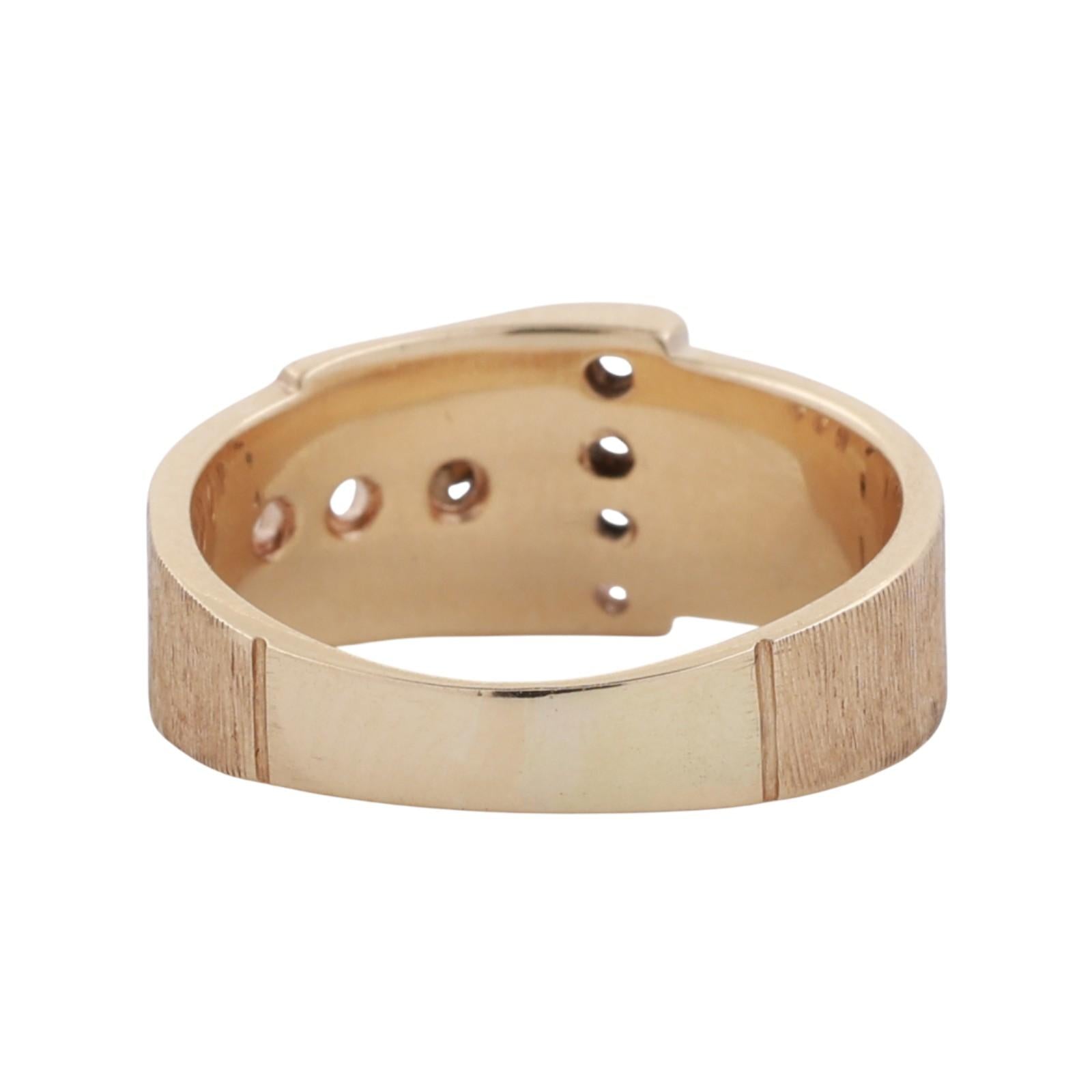 Diamond Buckle Band Ring 10K Yellow Gold 0.06 TW Size 5.5 Ladies Estate