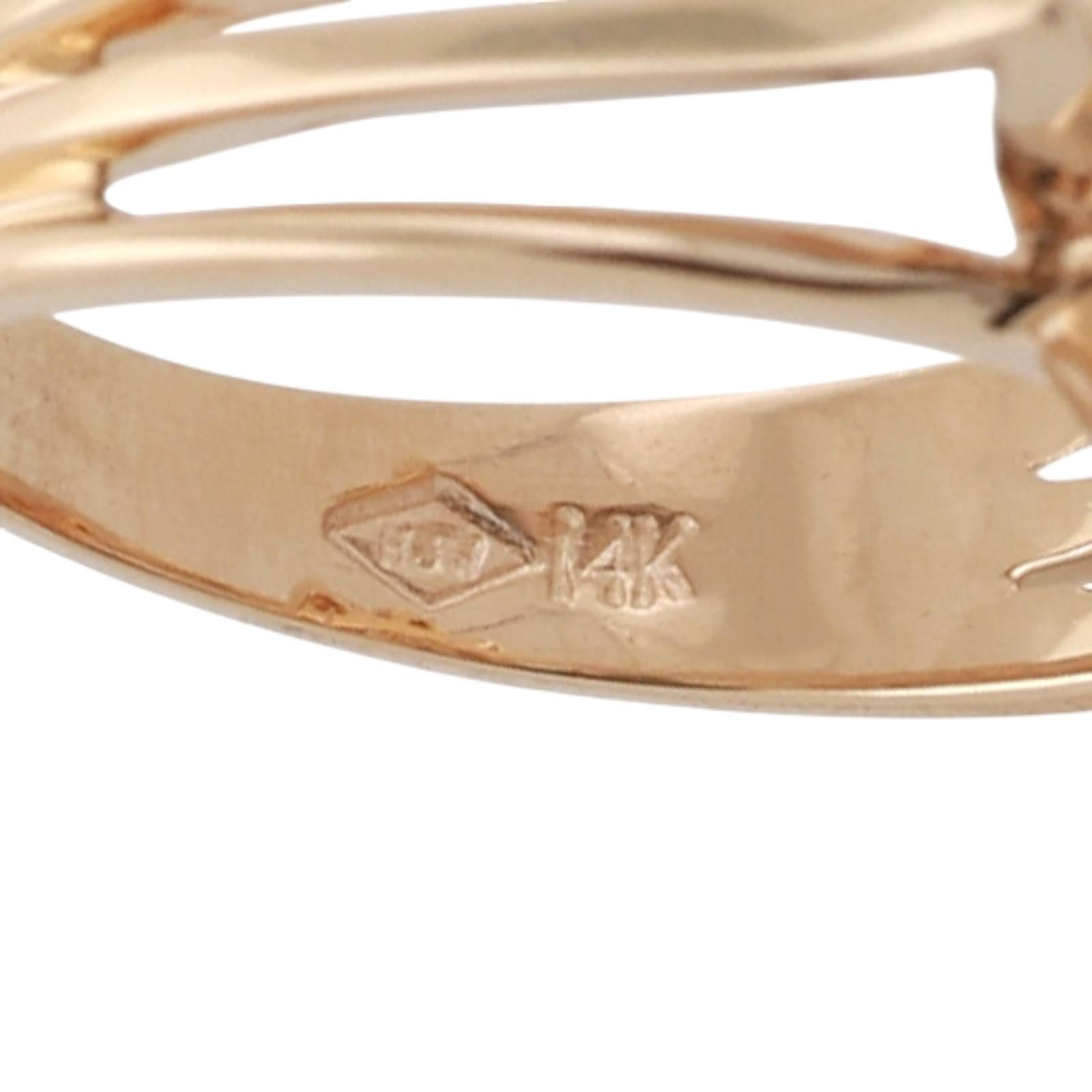 Diamond Floral Cocktail Ring 14K Yellow Gold 0.50 TW Size 6.5 Ladies Estate