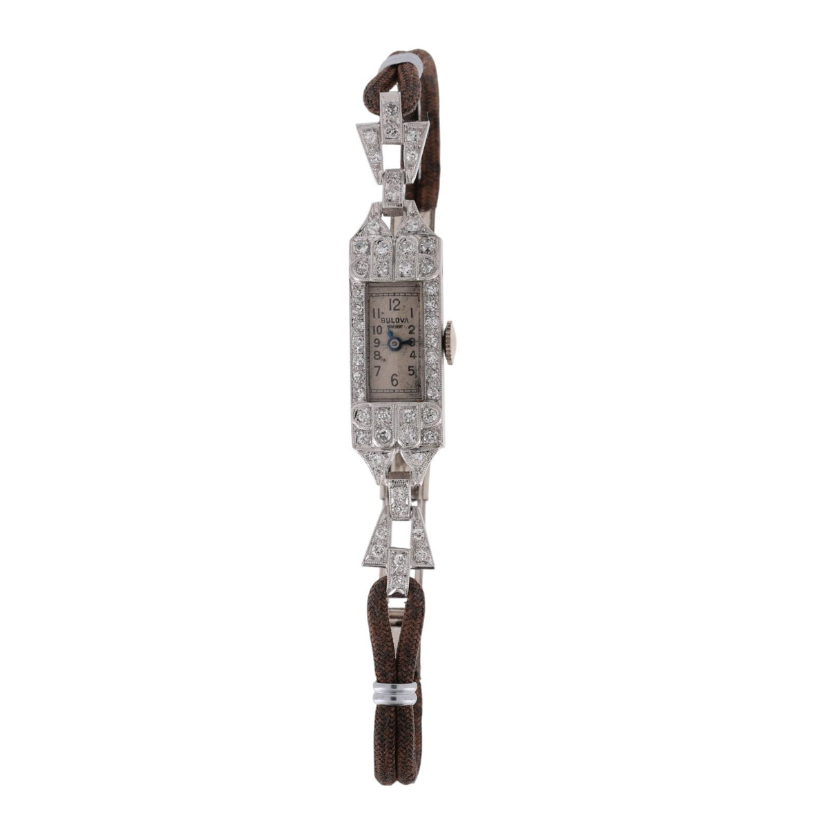 Vintage Bulova Women's Art Deco 1926 Watch Platinum Diamond Accents Manual Wind