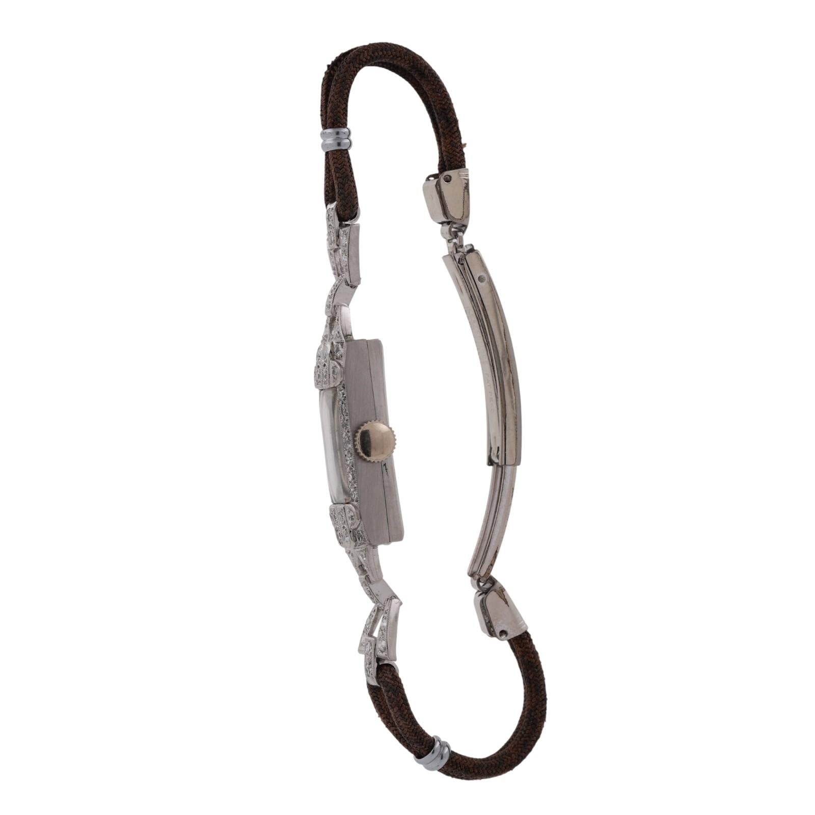 Vintage Bulova Women's Art Deco 1926 Watch Platinum Diamond Accents Manual Wind