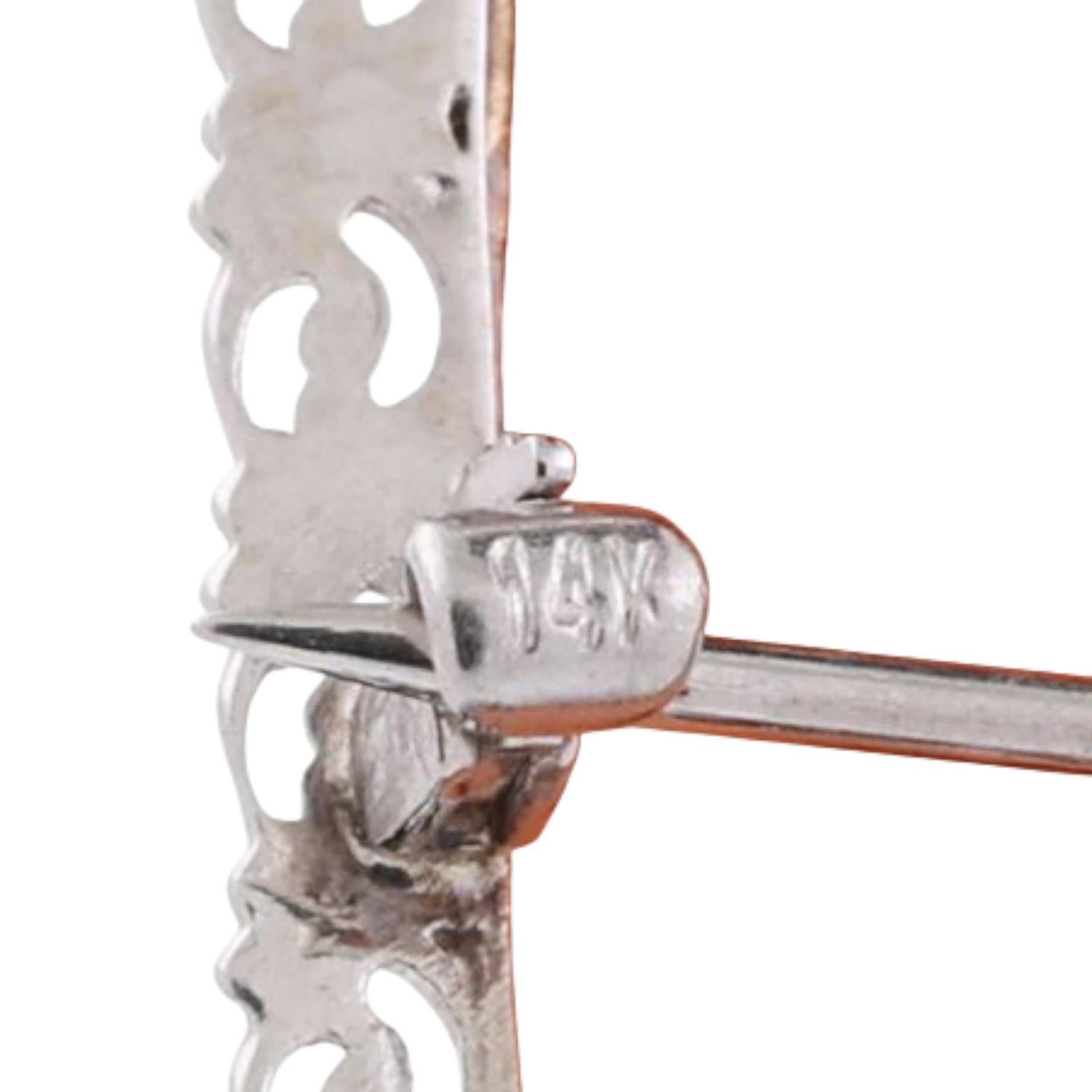 Cameo Pendant Brooch Pin Diamond Ruby Accent White Gold Frame 1.70" Vintage