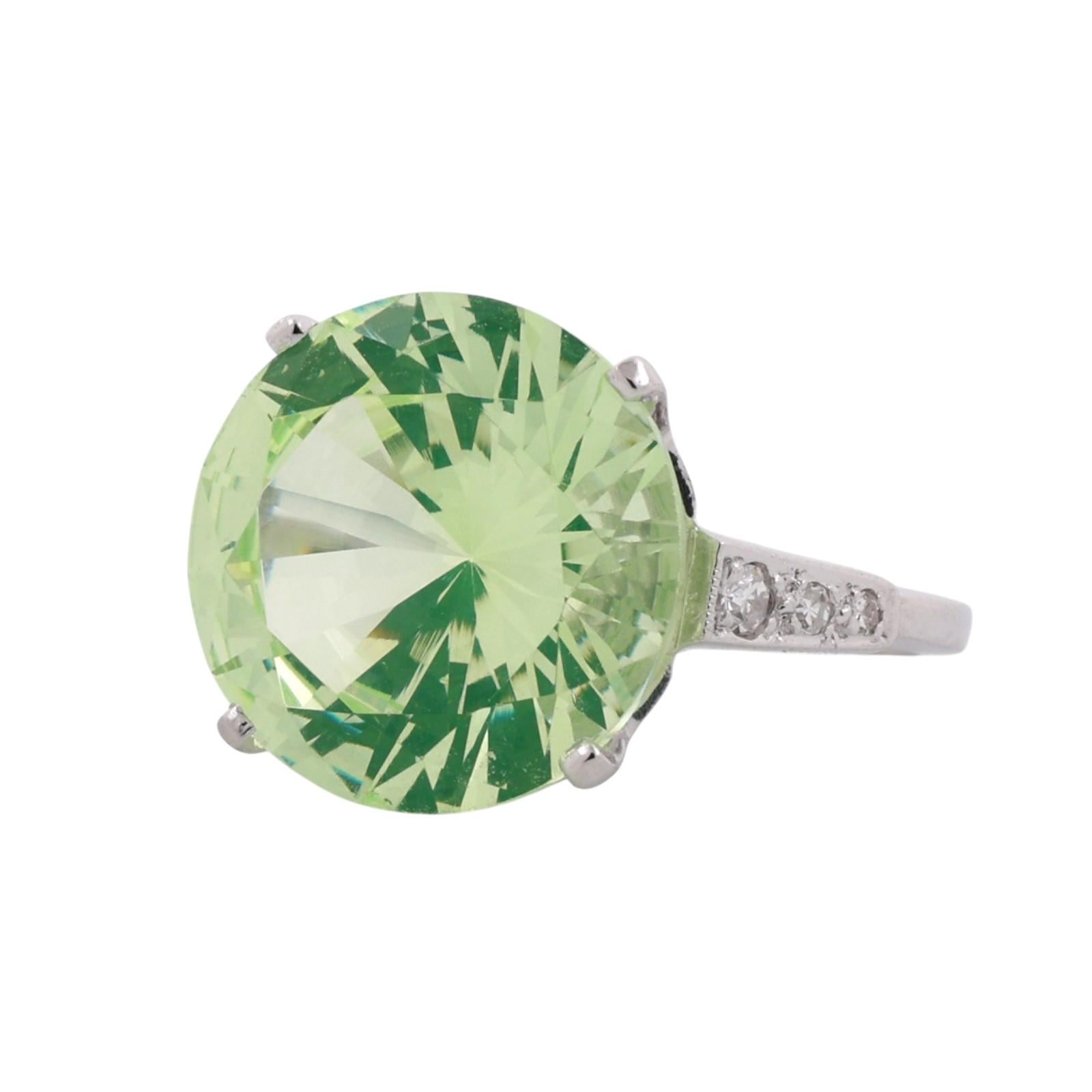 Solitaire Faux Spinel Diamond Accent Ring 14K White Gold 9.90 CTW Size 5.75