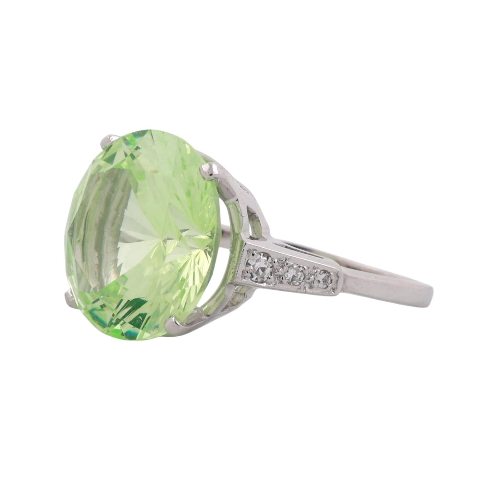 Solitaire Faux Spinel Diamond Accent Ring 14K White Gold 9.90 CTW Size 5.75