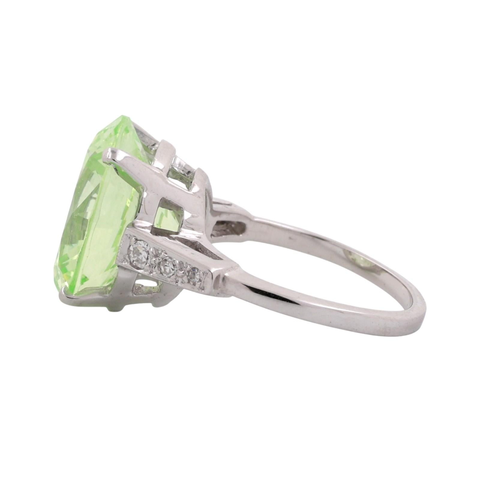 Solitaire Faux Spinel Diamond Accent Ring 14K White Gold 9.90 CTW Size 5.75