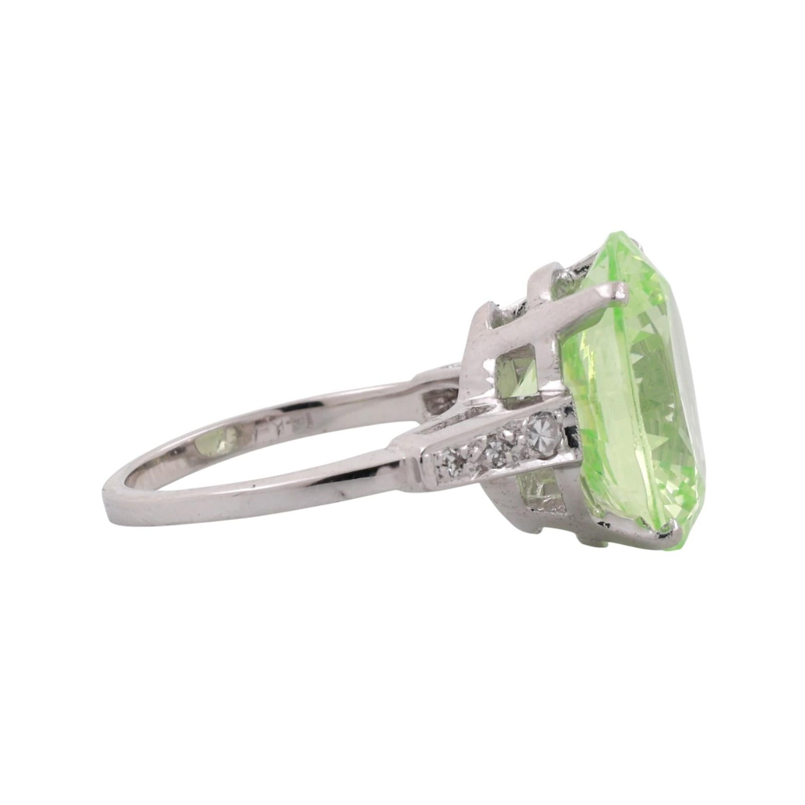 Solitaire Faux Spinel Diamond Accent Ring 14K White Gold 9.90 CTW Size 5.75