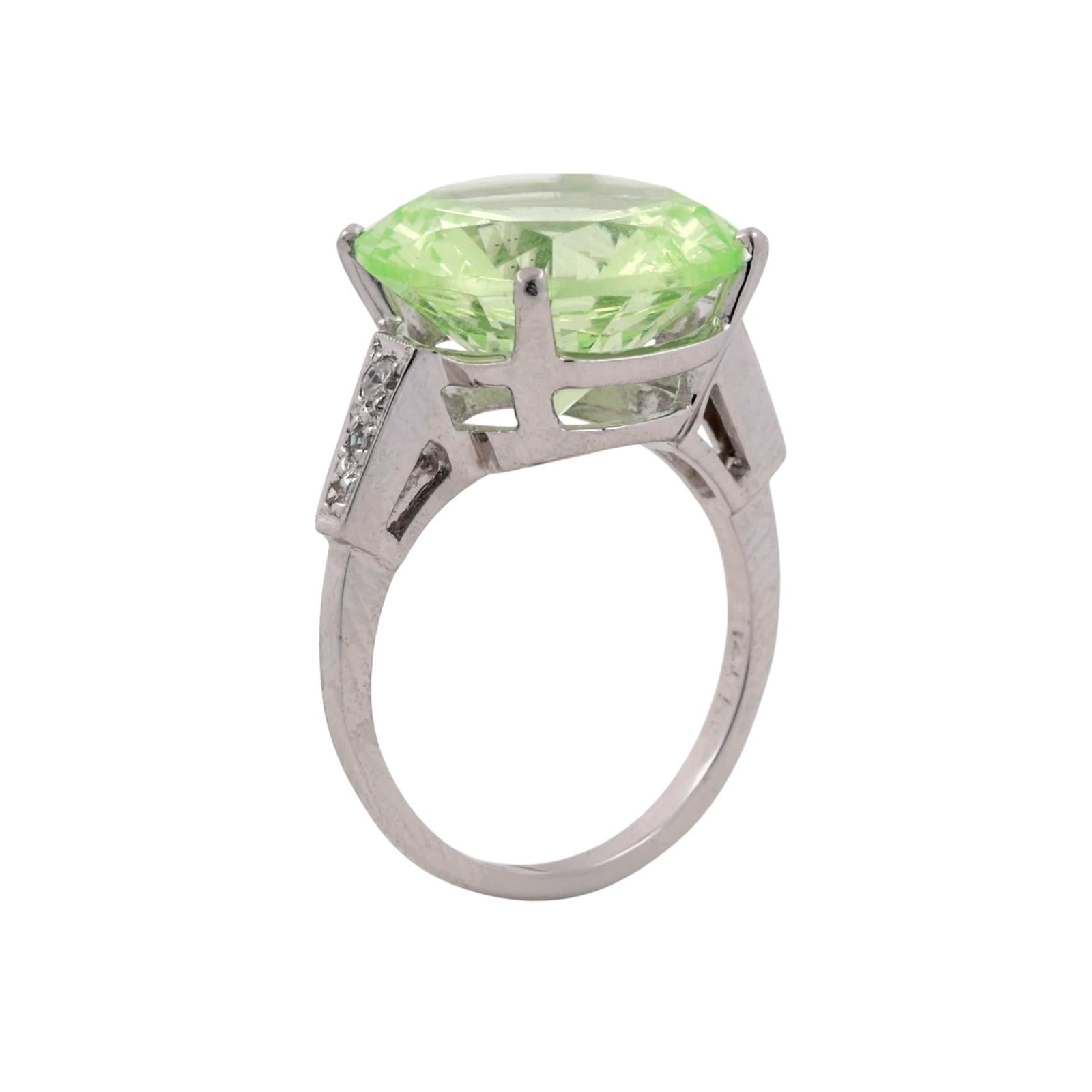 Solitaire Faux Spinel Diamond Accent Ring 14K White Gold 9.90 CTW Size 5.75