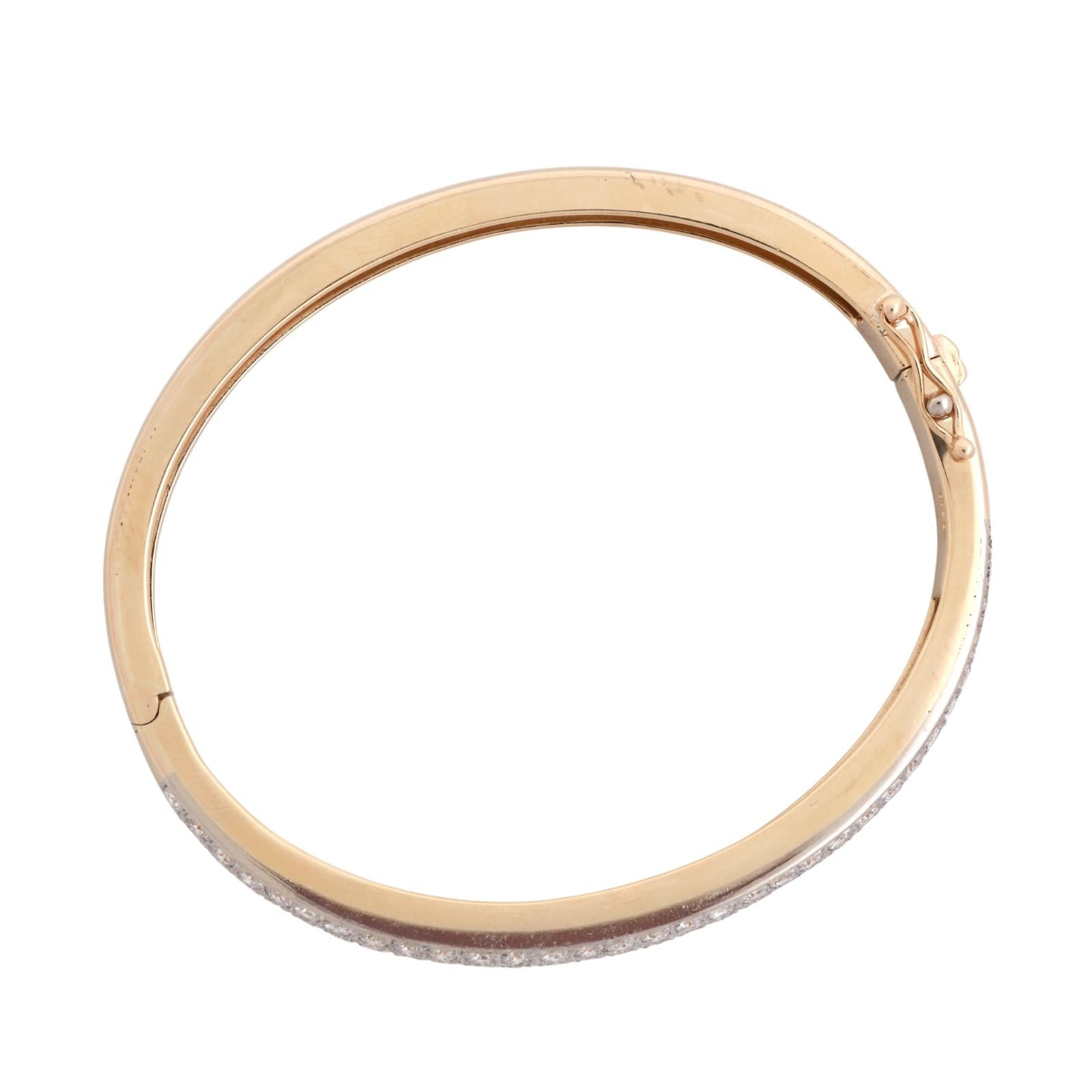 2-Row Diamond Bangle Bracelet 14K Two-Tone Gold 4.25 TW Round Diamonds 6.75"