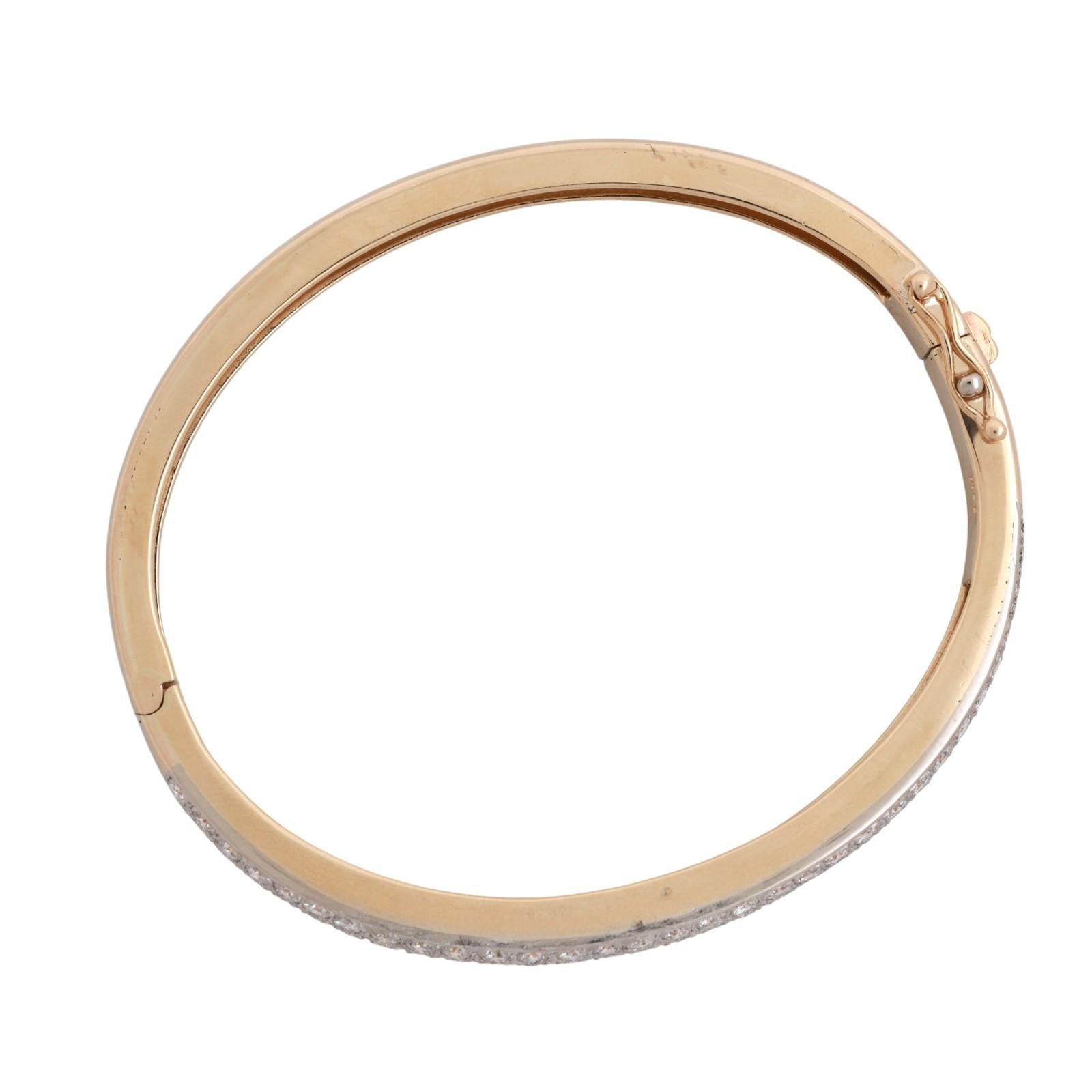 2-Row Diamond Bangle Bracelet 14K Two-Tone Gold 4.25 TW Round Diamonds 6.75"