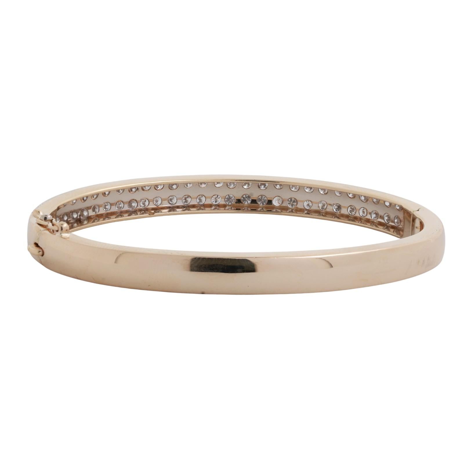 2-Row Diamond Bangle Bracelet 14K Two-Tone Gold 4.25 TW Round Diamonds 6.75"