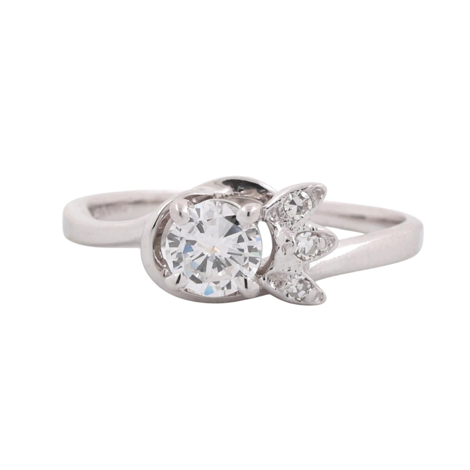 0.48 TW Diamond Floral Cocktail Ring White Gold Size 6 Ladies Estate