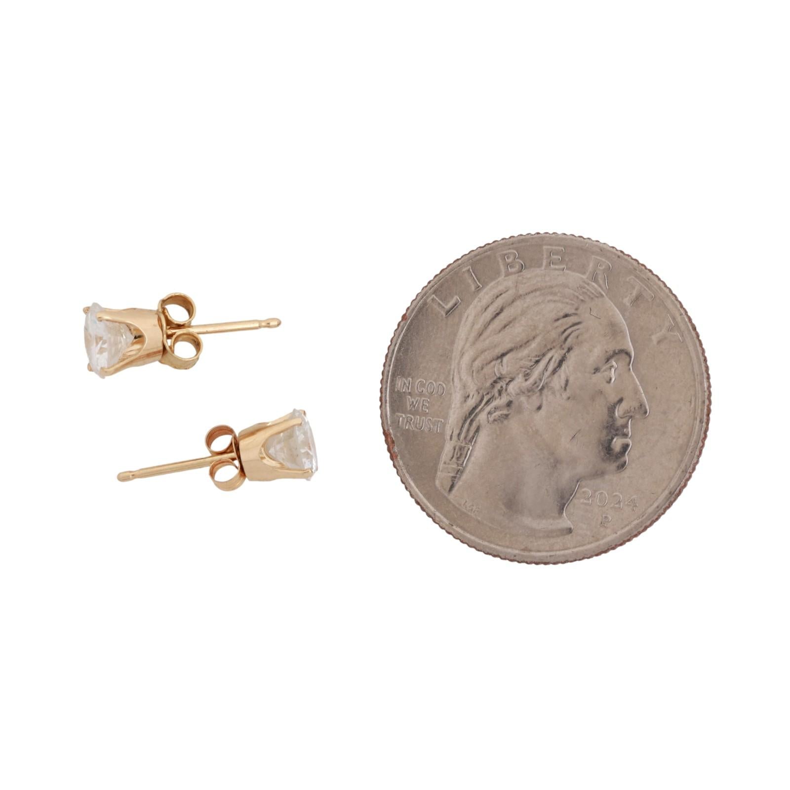 1.25 TW Round Diamond Stud Earrings 14K Yellow Gold 4-Prong Basket Set Unisex