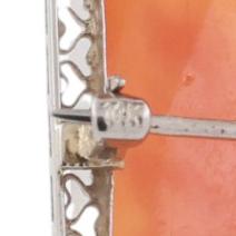 Vintage Art Nouveau Cameo Brooch Pin Pendant White Gold Diamond Accent 2.05"