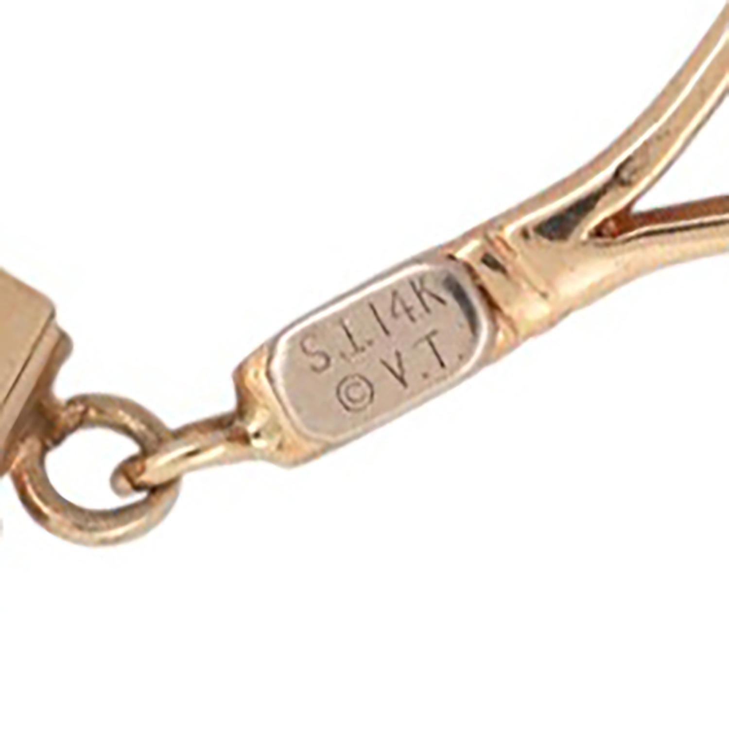 Tennis Racket Charm Link Bracelet 14K Yellow Gold 7.75" Unisex Estate