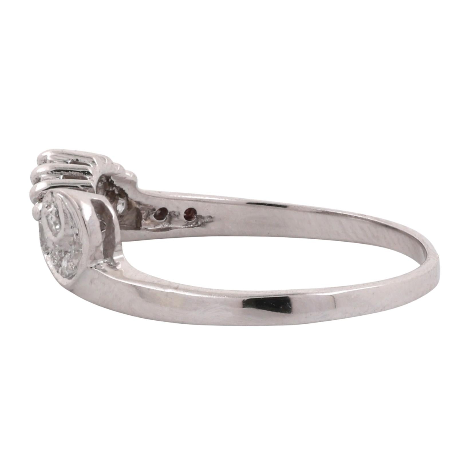 Baguette Round Diamond Swirl Band Ring White Gold 0.30 TW Size 7.75 Ladies