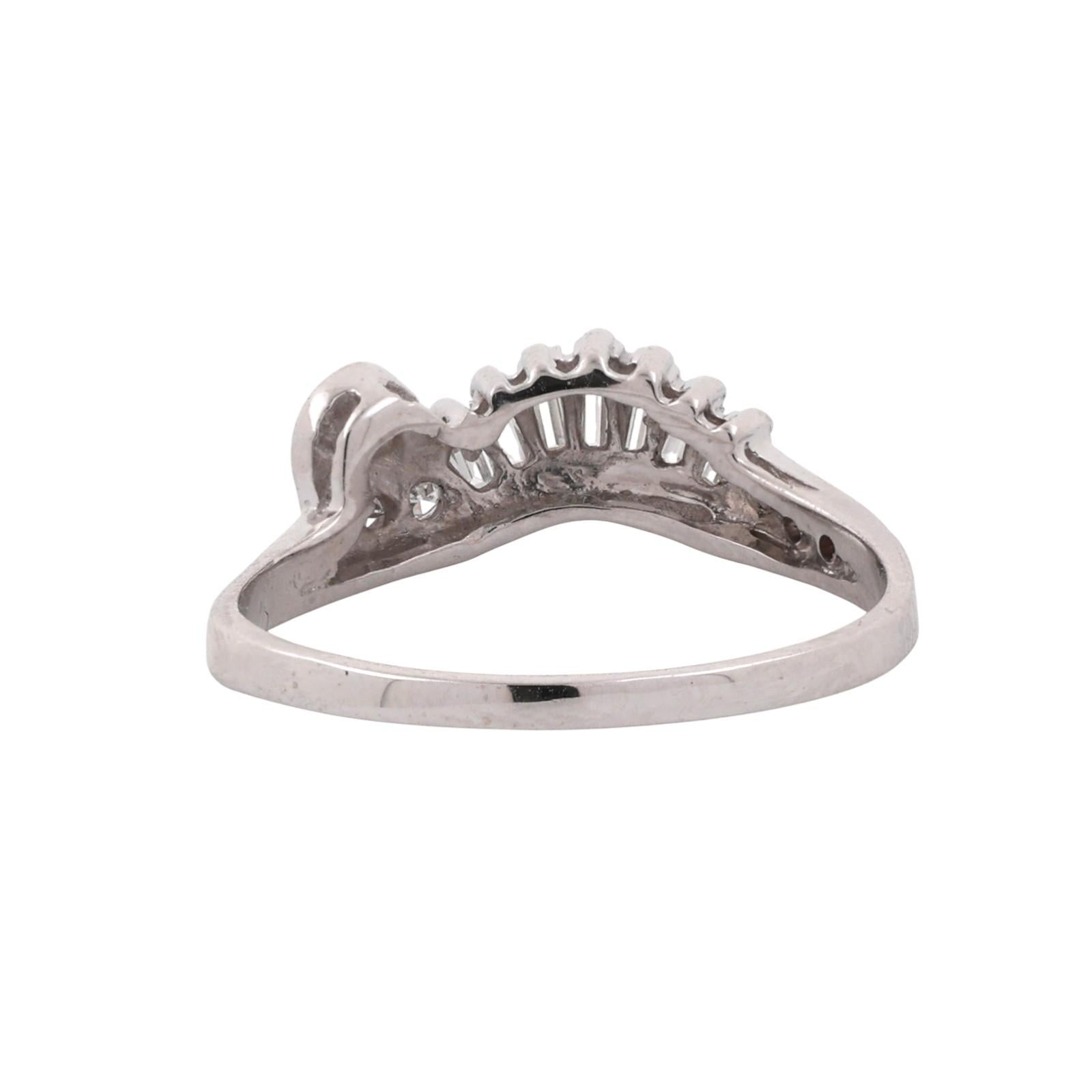 Baguette Round Diamond Swirl Band Ring White Gold 0.30 TW Size 7.75 Ladies