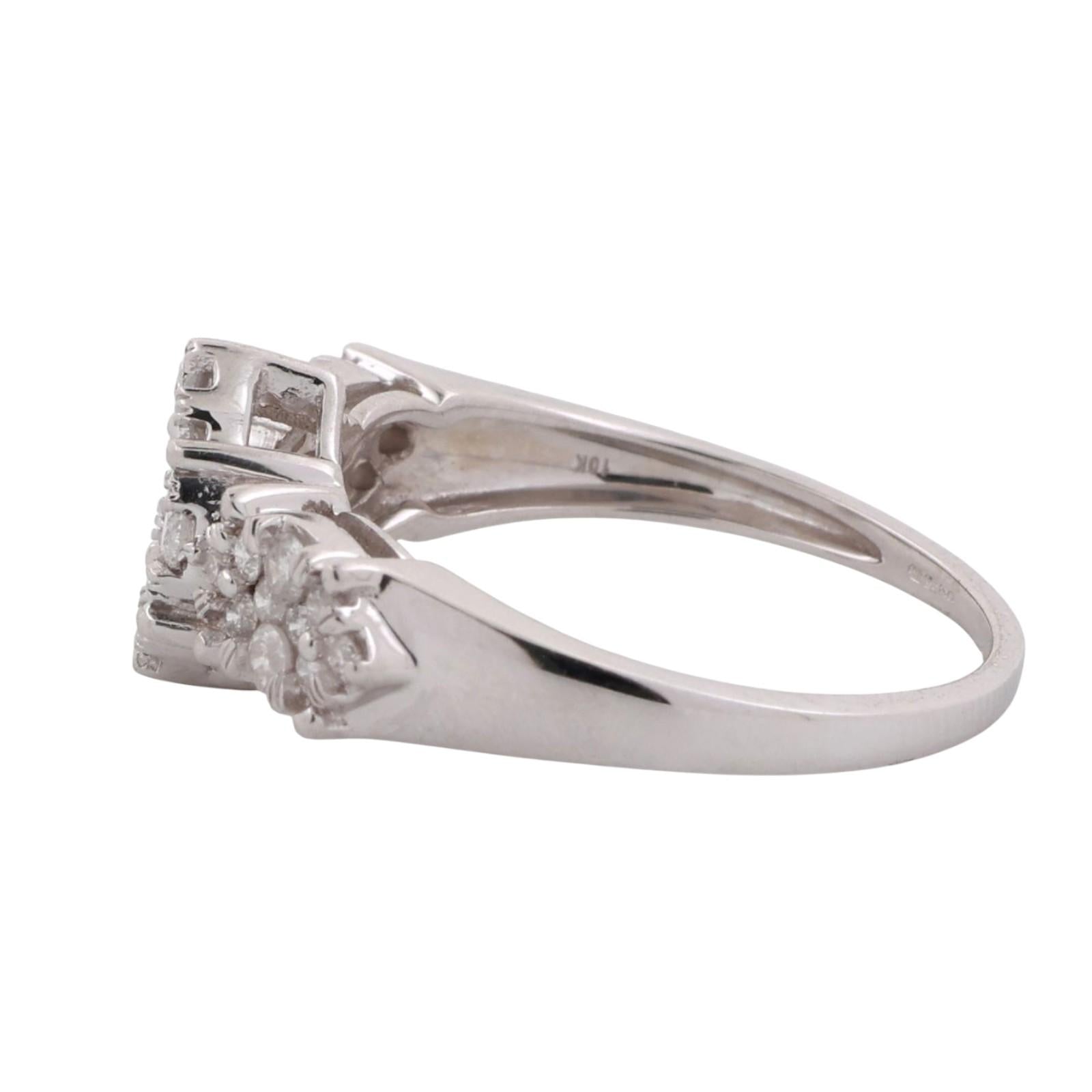 Cluster Diamond Floral Ring 10K White Gold 0.75 TW Size 8 Ladies Estate