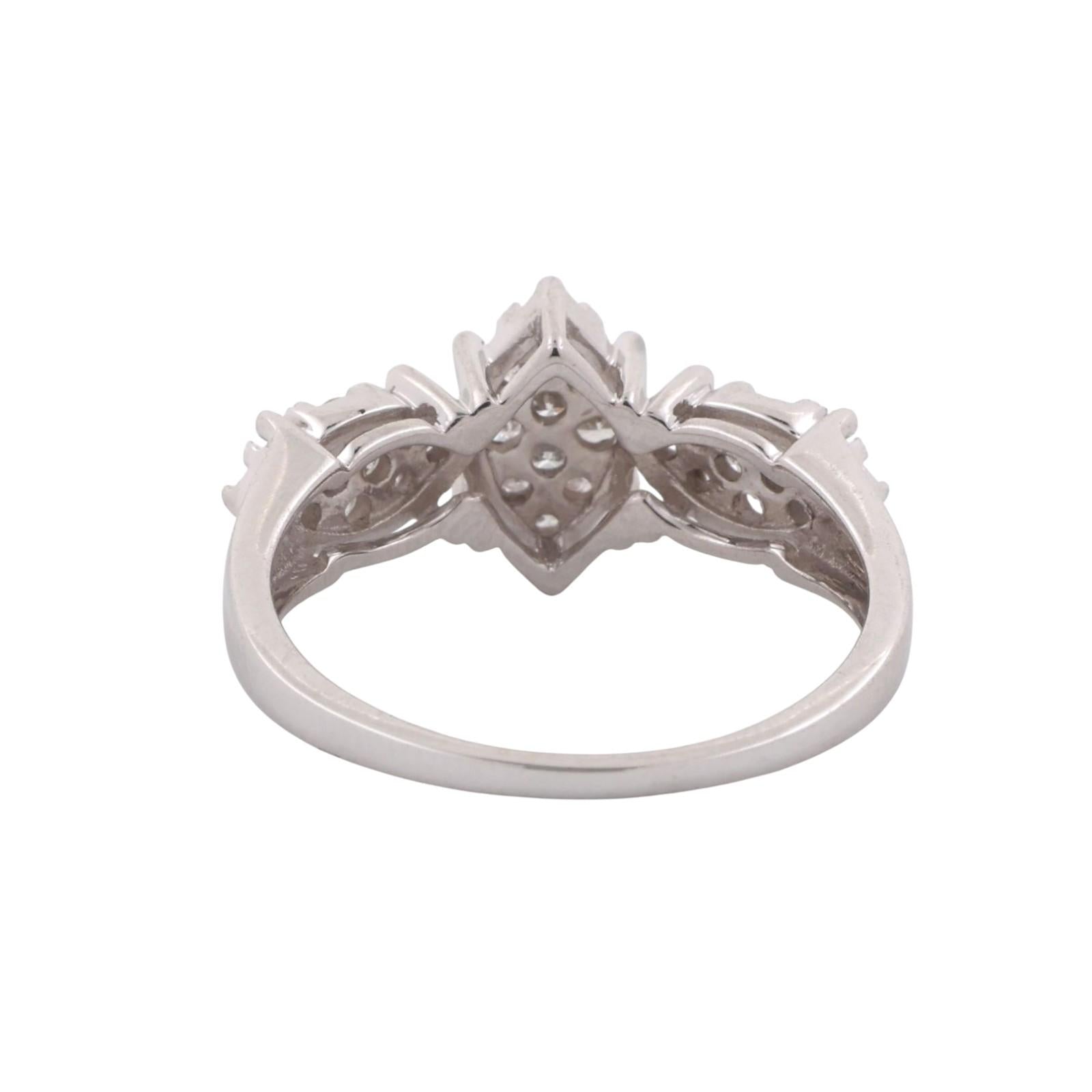 Cluster Diamond Floral Ring 10K White Gold 0.75 TW Size 8 Ladies Estate