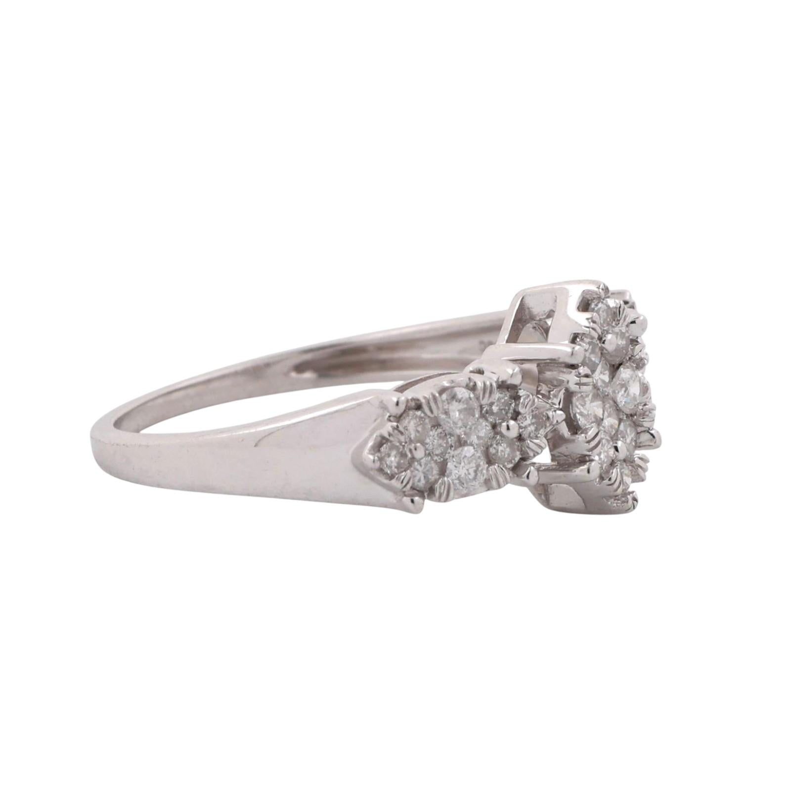Cluster Diamond Floral Ring 10K White Gold 0.75 TW Size 8 Ladies Estate