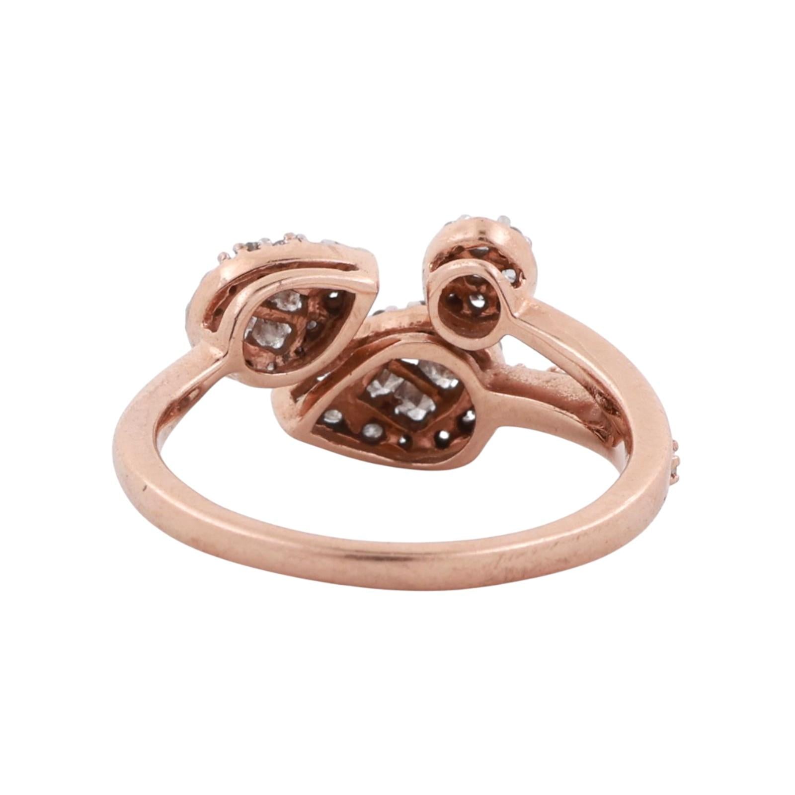 10K Rose Gold Diamond Teardrop Bypass Ring 0.75 TW Ladies Size 6.75 Estate