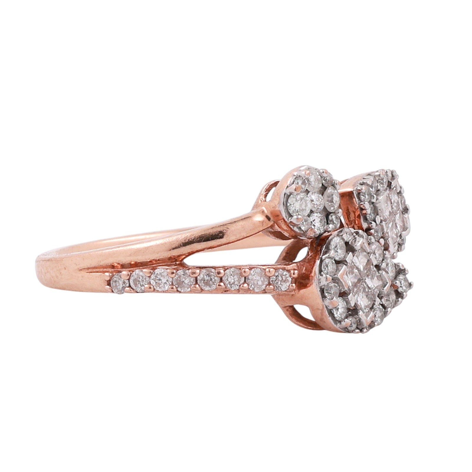 10K Rose Gold Diamond Teardrop Bypass Ring 0.75 TW Ladies Size 6.75 Estate