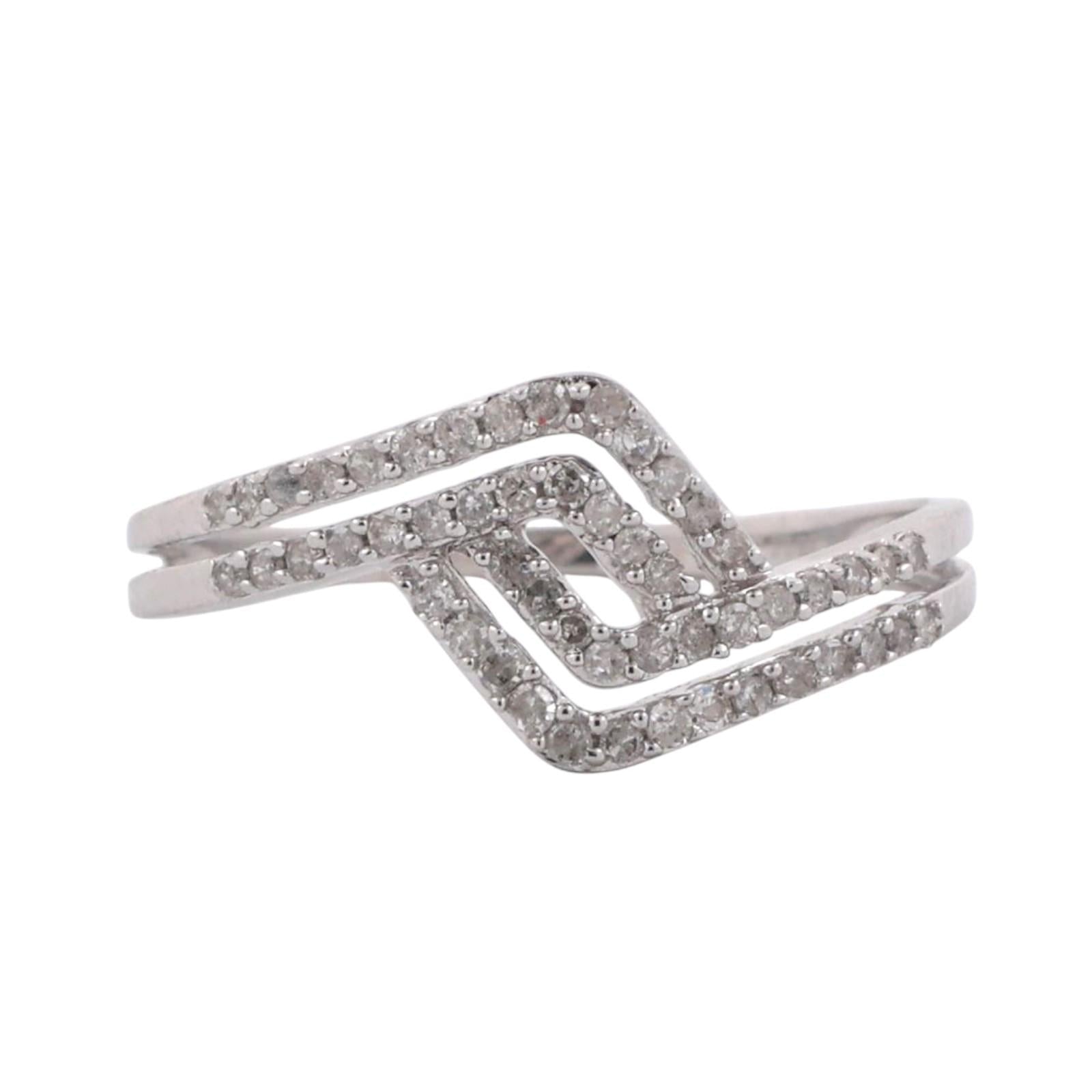 Diamond Band Ring 10K White Gold 0.25 TW Size 7.25 Ladies Estate
