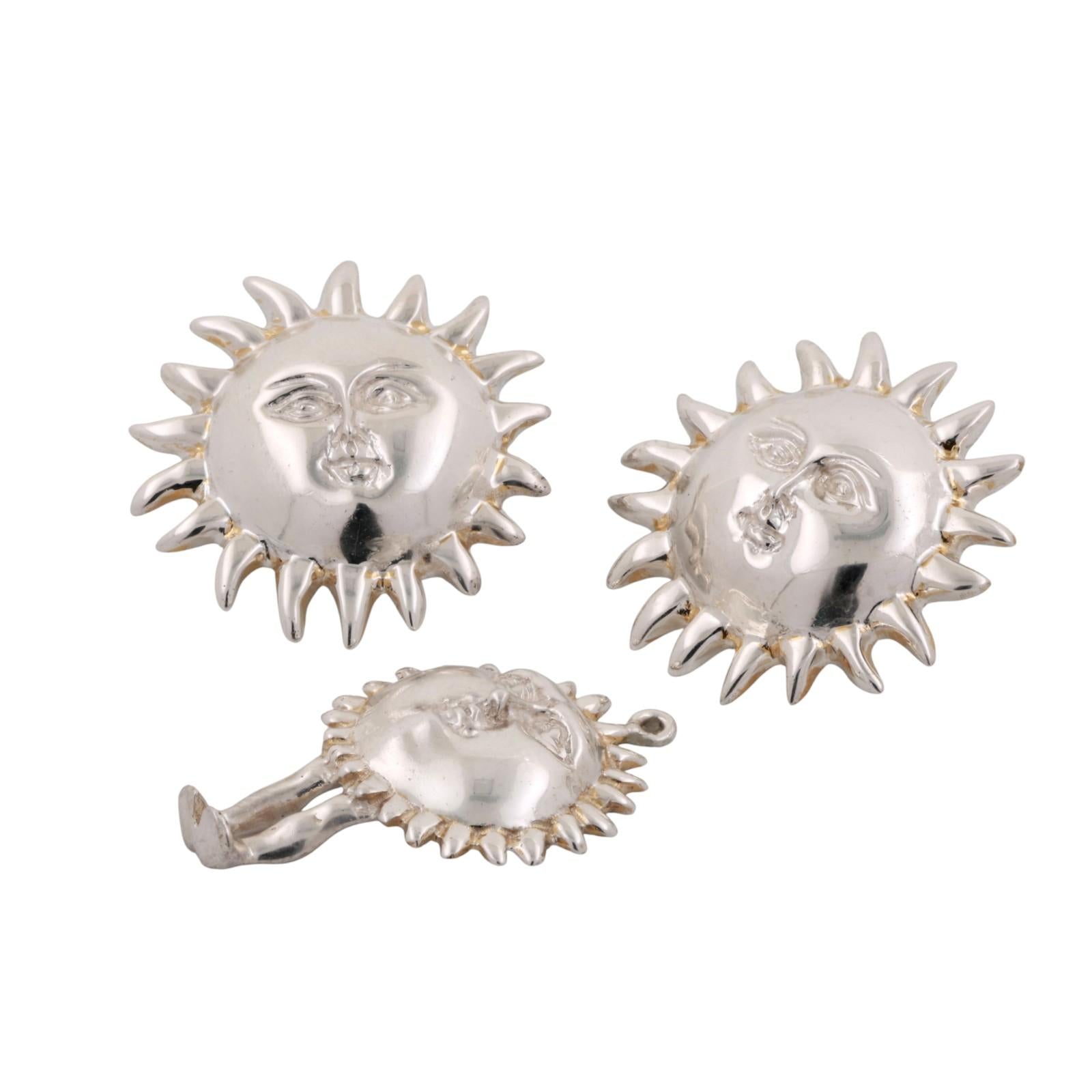 Sergio Bustamante Celestial Sun Earring Pendant Set Sterling Silver Estate