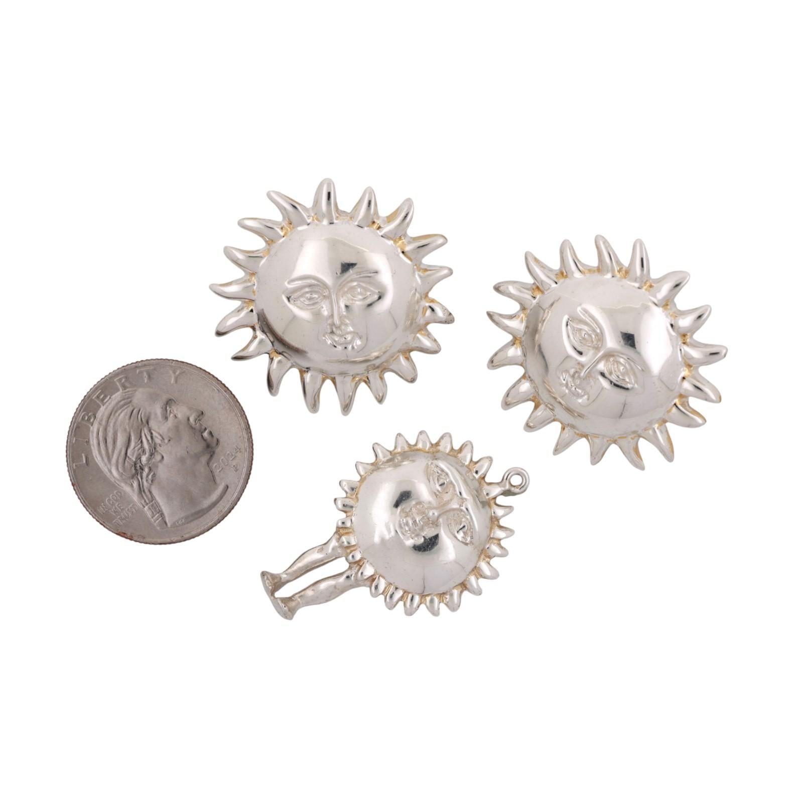 Sergio Bustamante Celestial Sun Earring Pendant Set Sterling Silver Estate