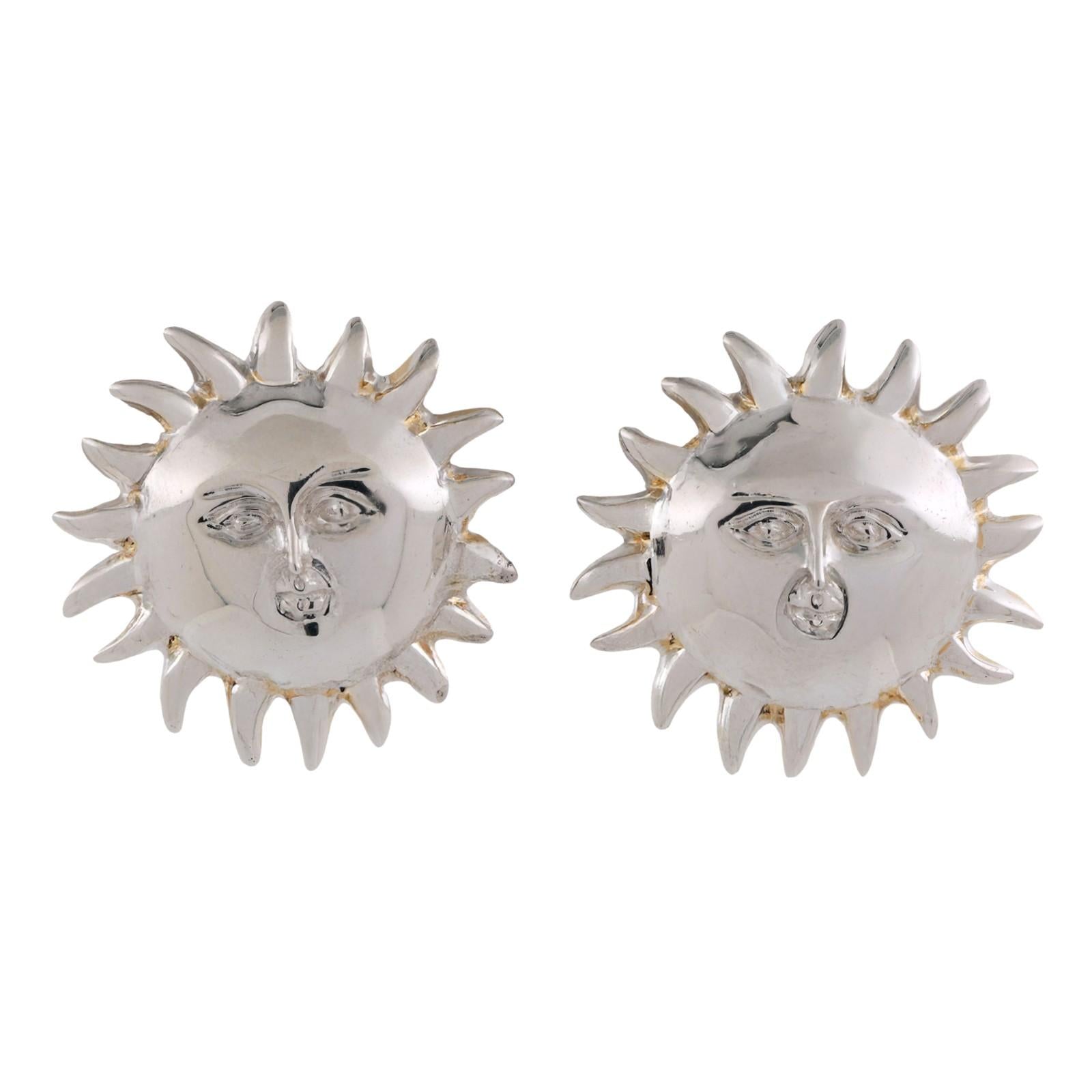 Sergio Bustamante Celestial Sun Earring Pendant Set Sterling Silver Estate