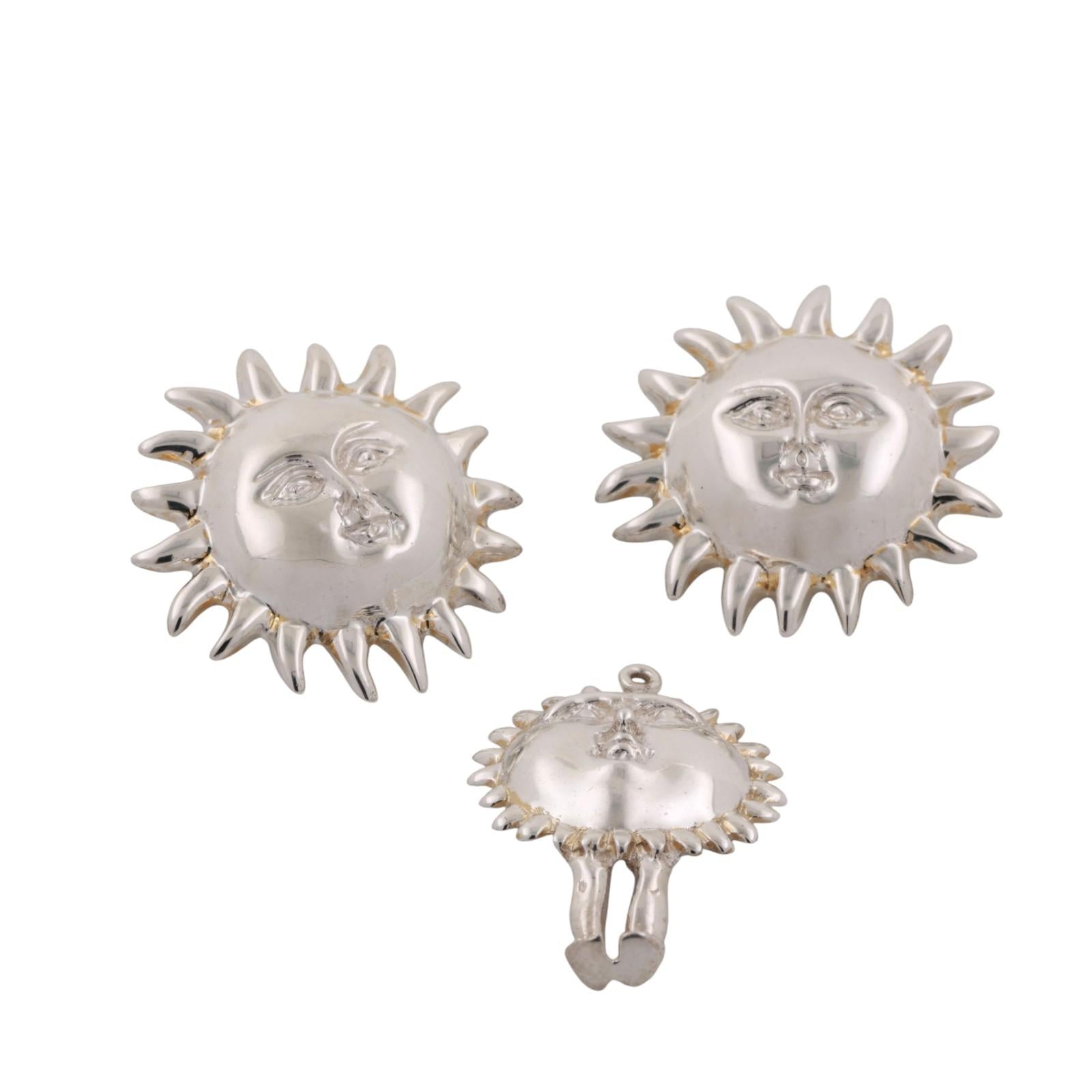 Sergio Bustamante Celestial Sun Earring Pendant Set Sterling Silver Estate