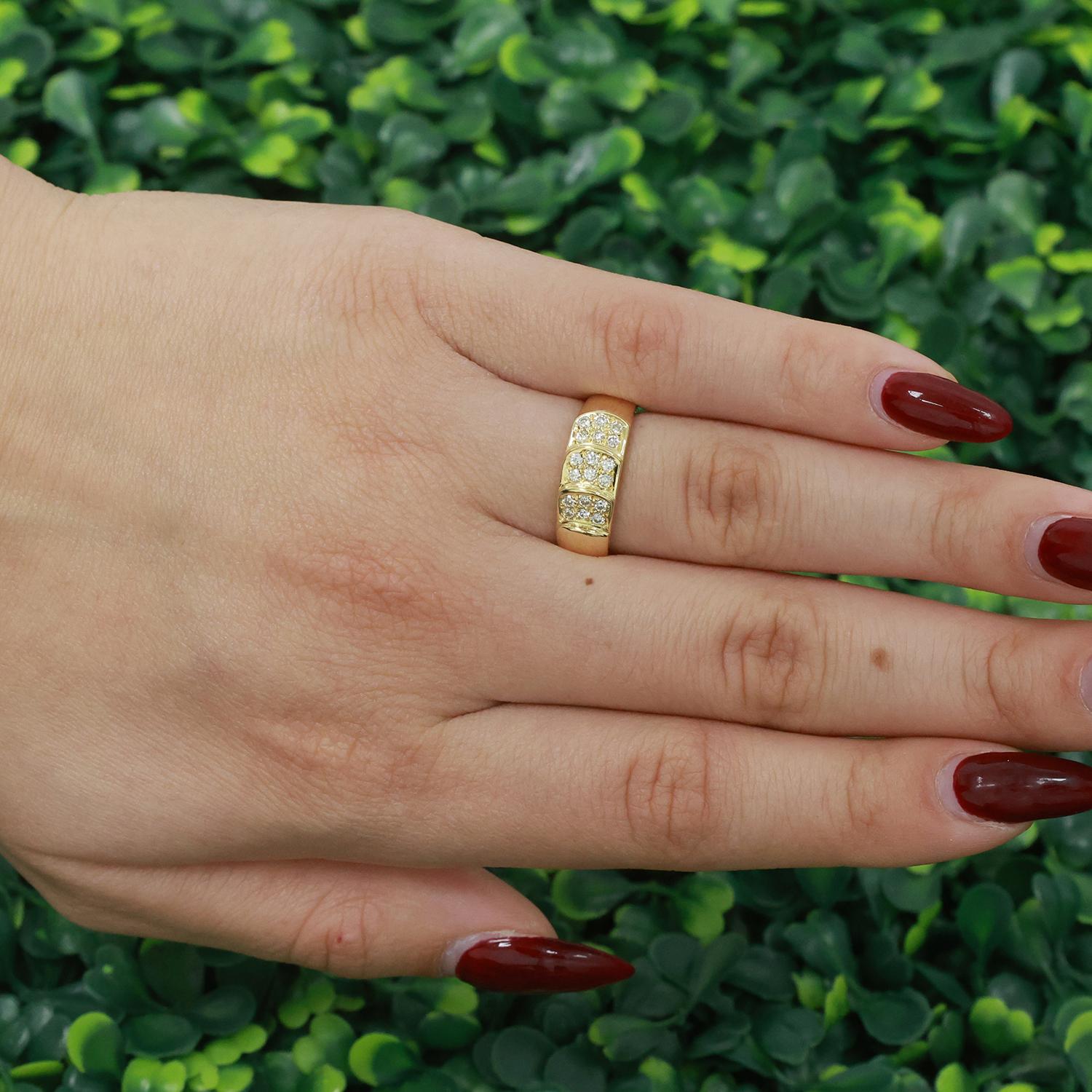 0.33 TW Diamond Wide Band Ring 18K Yellow Gold Size 7 Ladies Estate