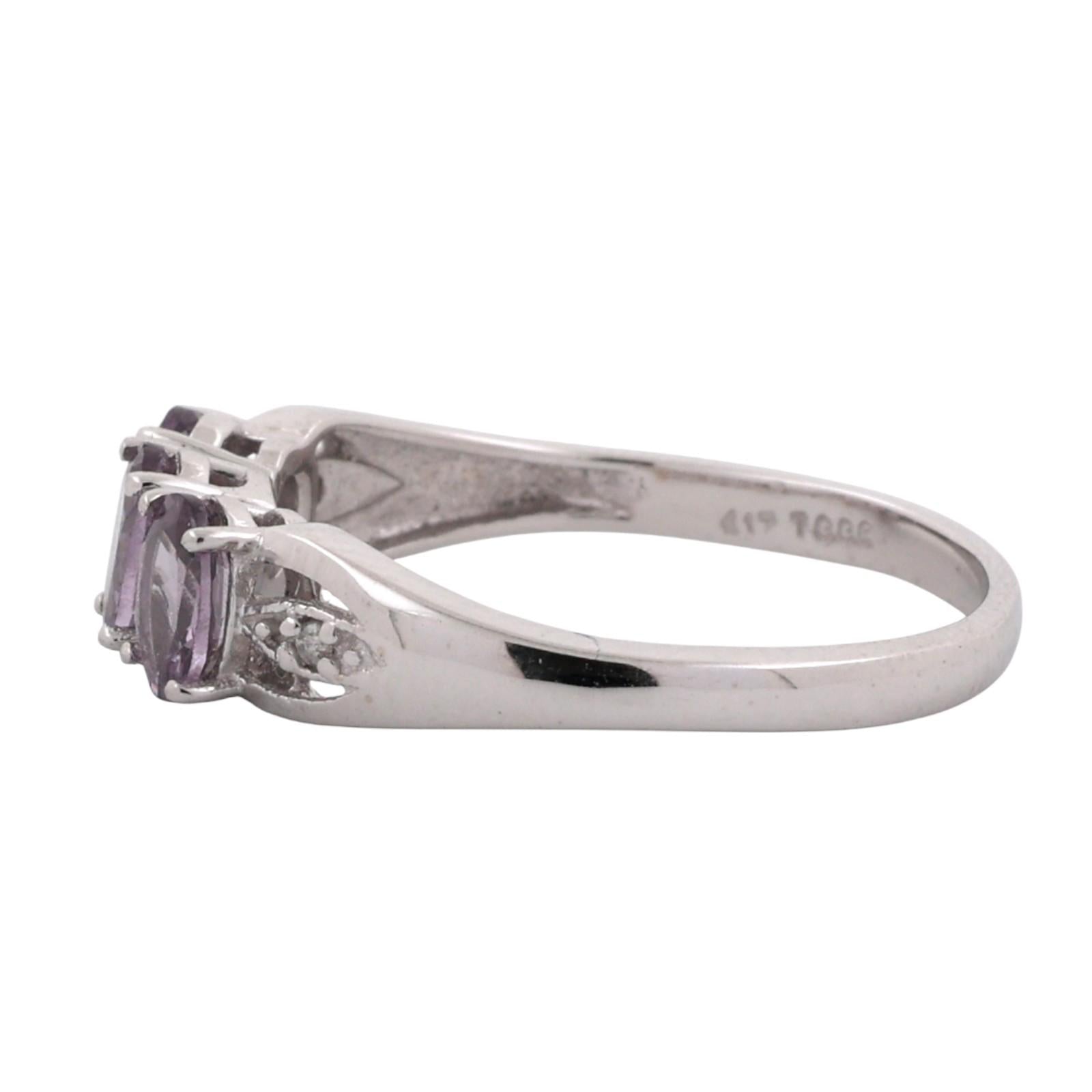 3-Stone Pink Spinel Diamond Band Ring 10K White Gold 0.77 CTW Size 7 Ladies