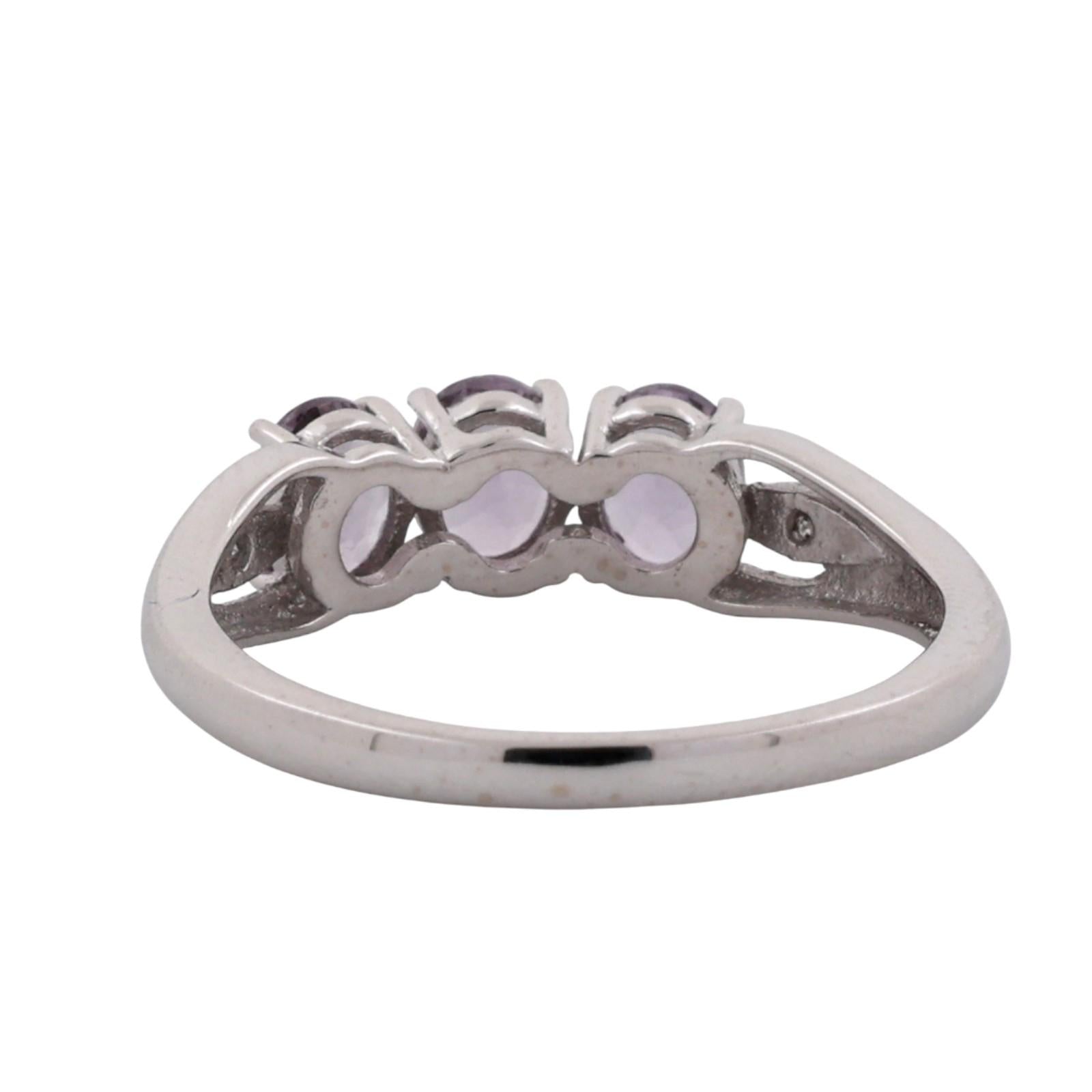 3-Stone Pink Spinel Diamond Band Ring 10K White Gold 0.77 CTW Size 7 Ladies