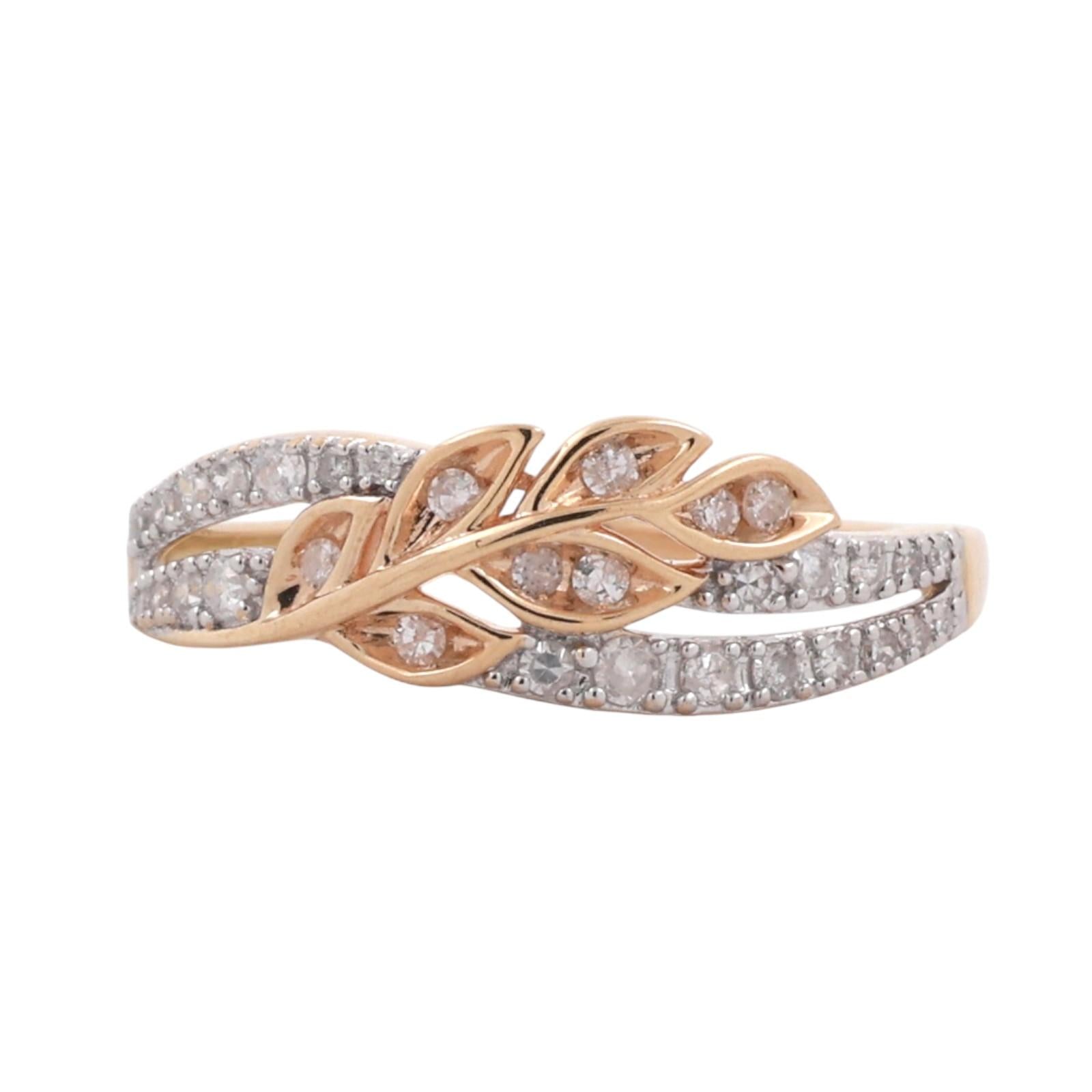 0.50 TW Diamond Floral Band Ring 14K Gold Size 8 Ladies Estate