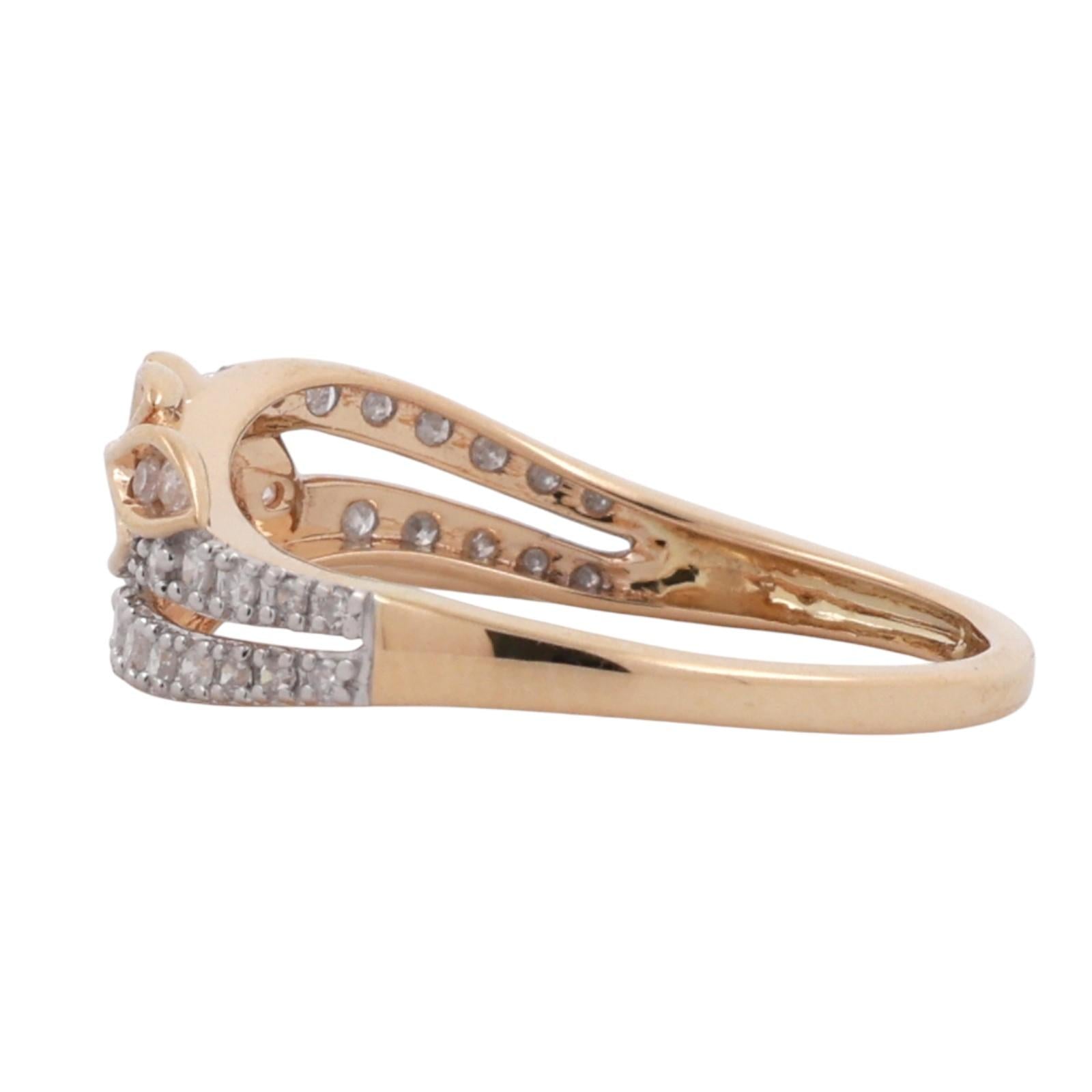 0.50 TW Diamond Floral Band Ring 14K Gold Size 8 Ladies Estate