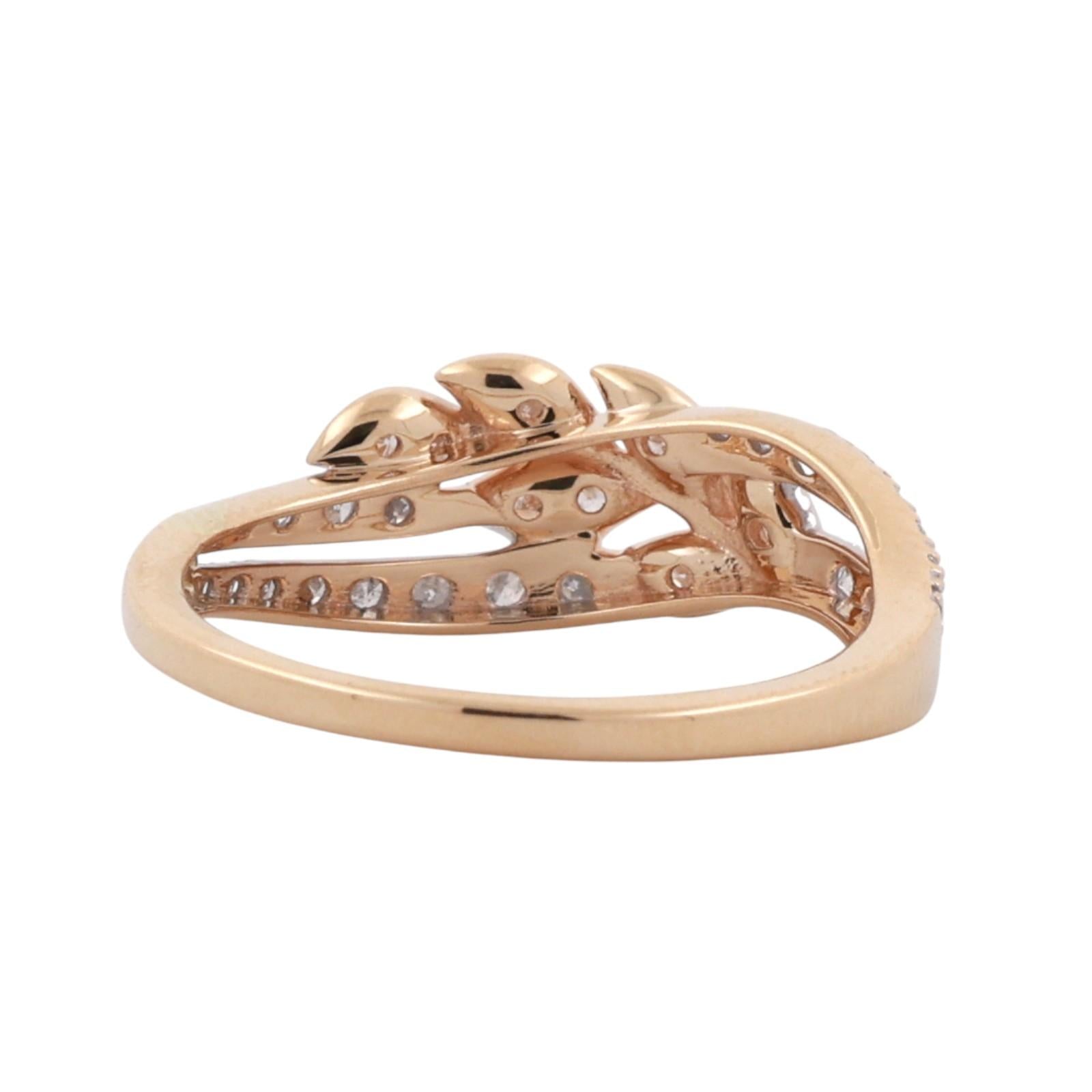 0.50 TW Diamond Floral Band Ring 14K Gold Size 8 Ladies Estate