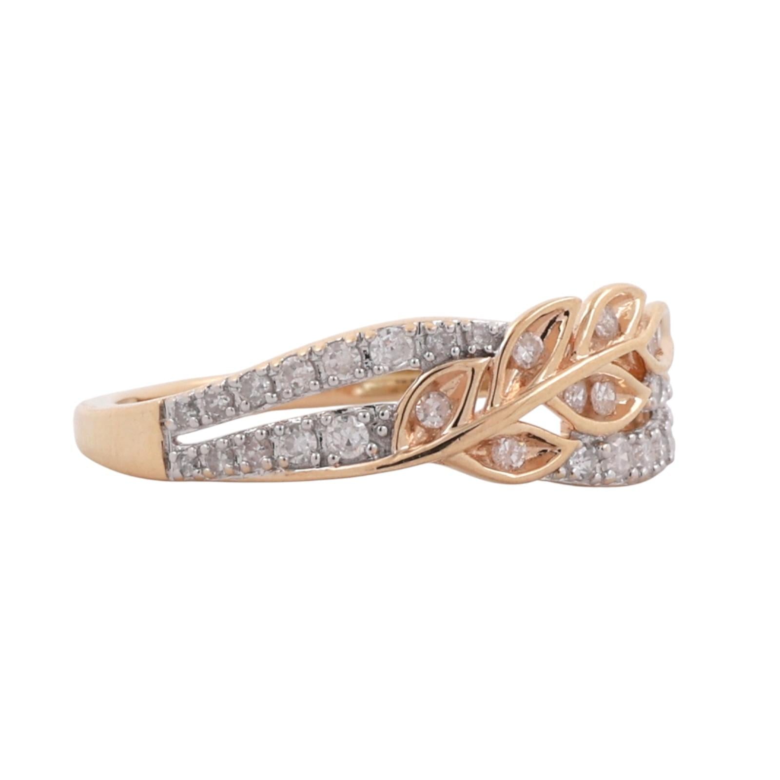 0.50 TW Diamond Floral Band Ring 14K Gold Size 8 Ladies Estate