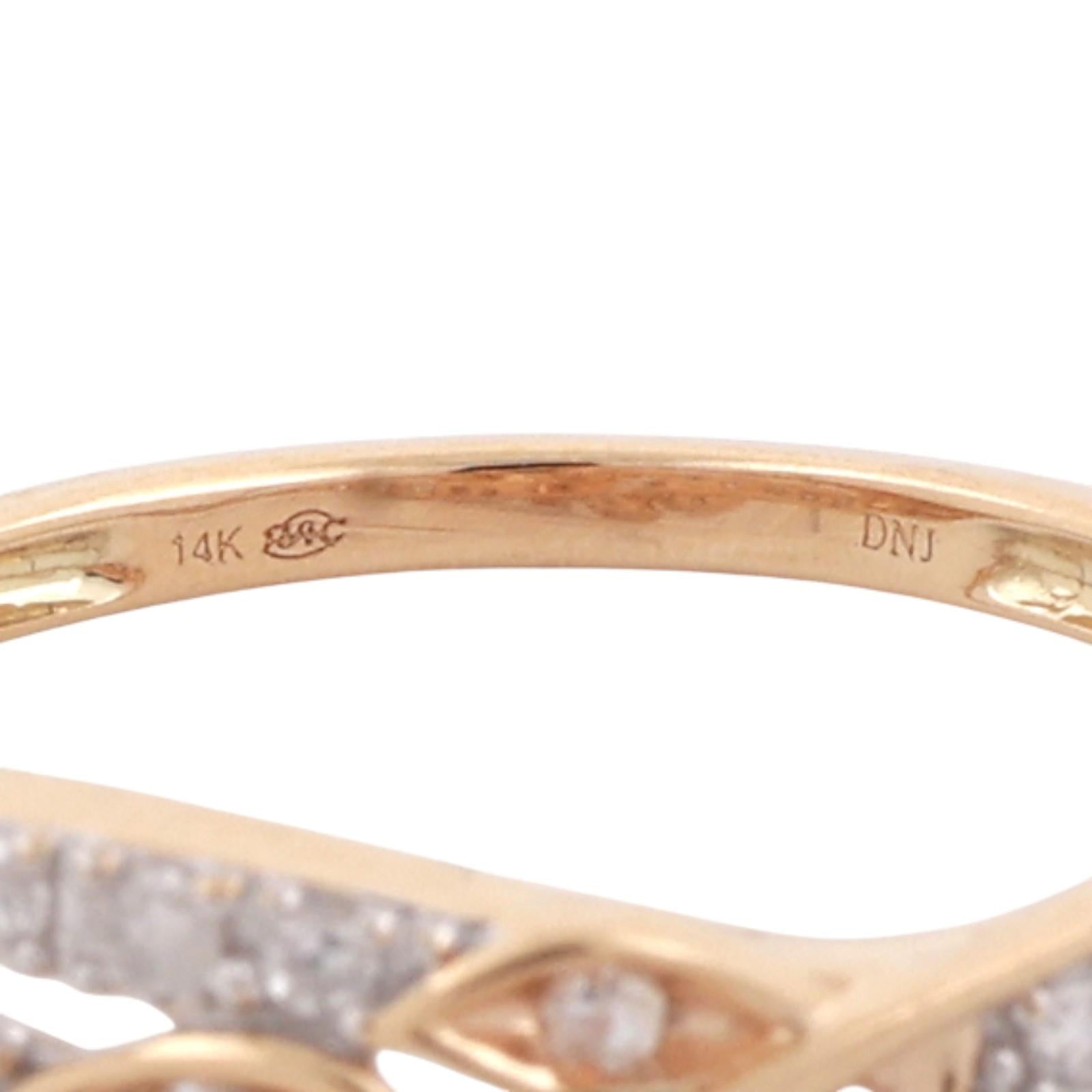 0.50 TW Diamond Floral Band Ring 14K Gold Size 8 Ladies Estate