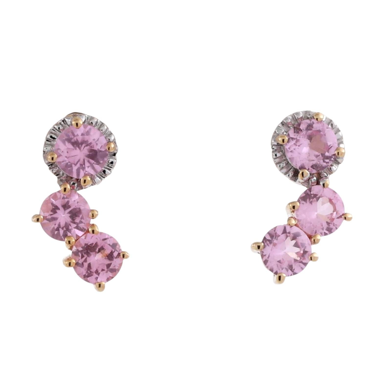 Pink Spinel Drop Earrings 10K Gold 1.80 CTW 0.47" Ladies Girls
