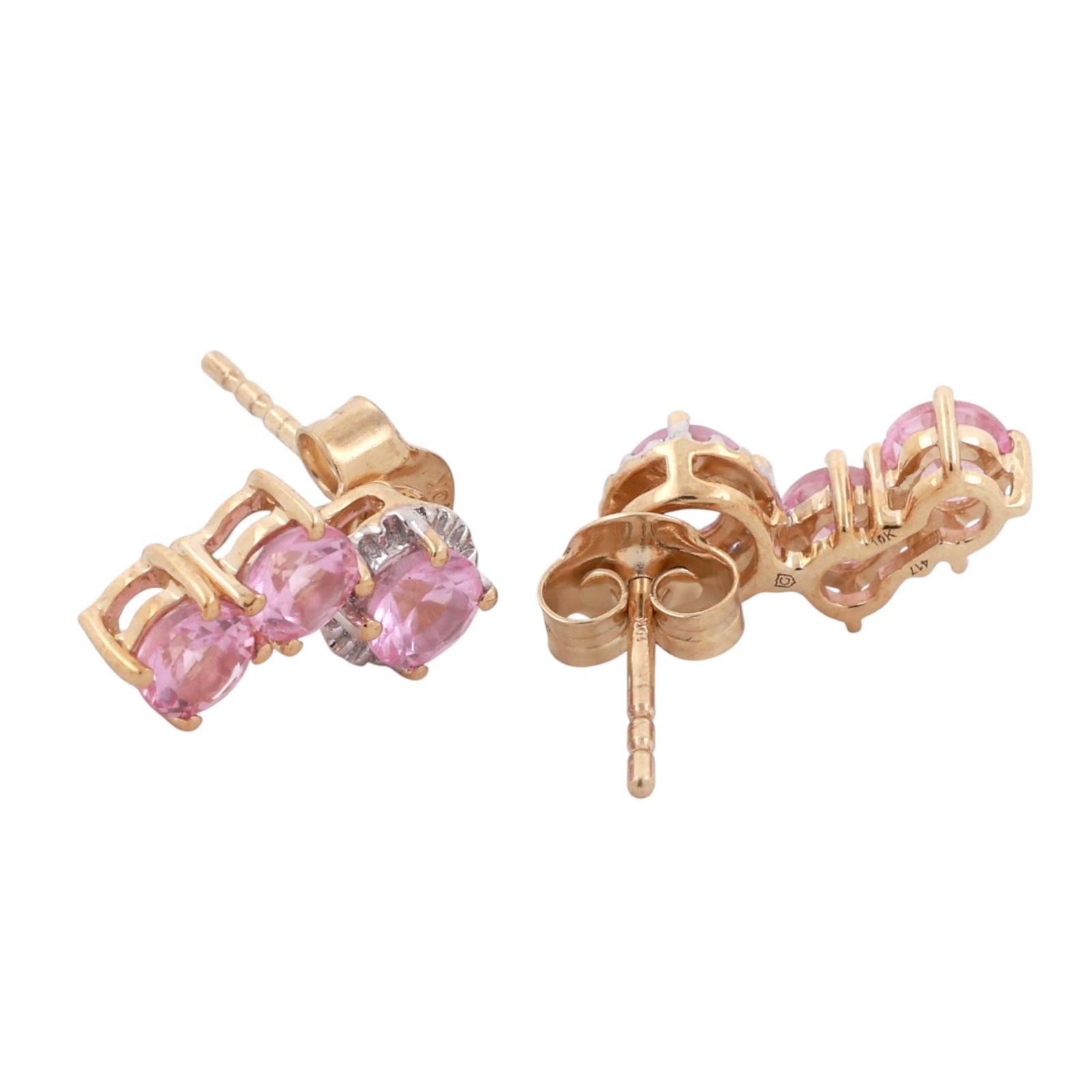 Pink Spinel Drop Earrings 10K Gold 1.80 CTW 0.47" Ladies Girls