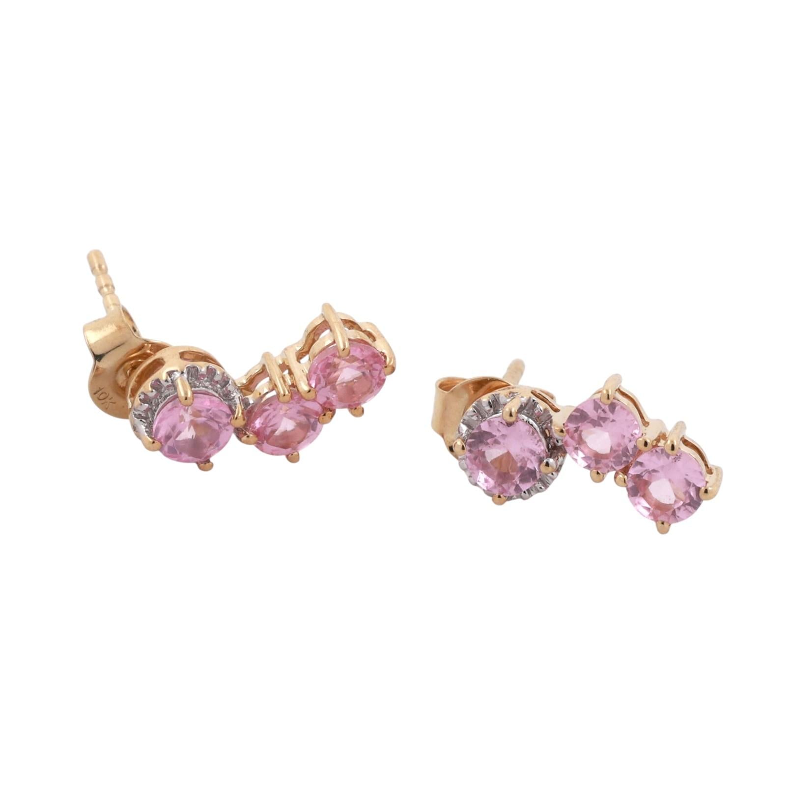 Pink Spinel Drop Earrings 10K Gold 1.80 CTW 0.47" Ladies Girls