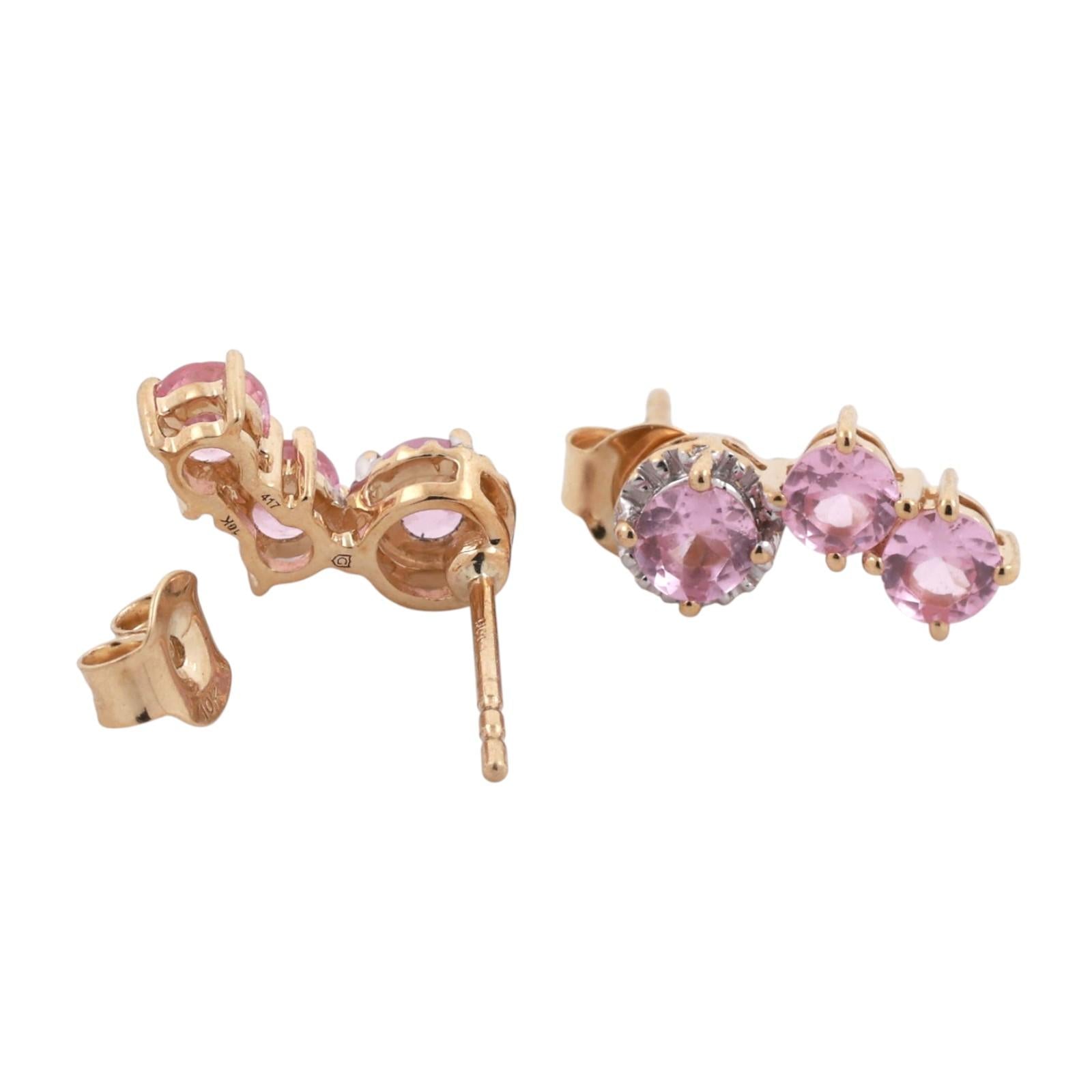 Pink Spinel Drop Earrings 10K Gold 1.80 CTW 0.47" Ladies Girls