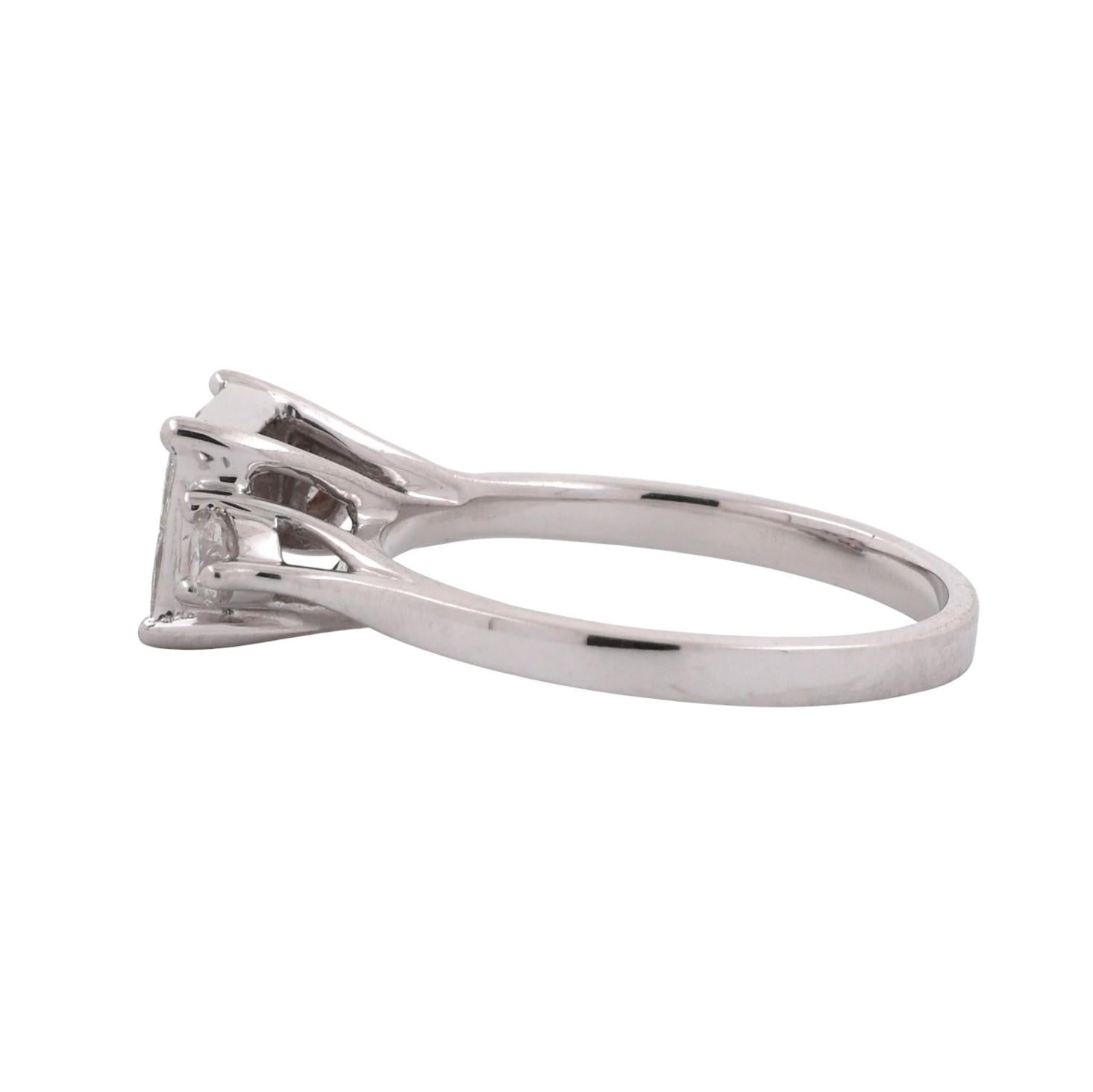 1.00 TW Princess Cut Cluster Diamond Ring 10K White Gold Round Accent SZ 7.25