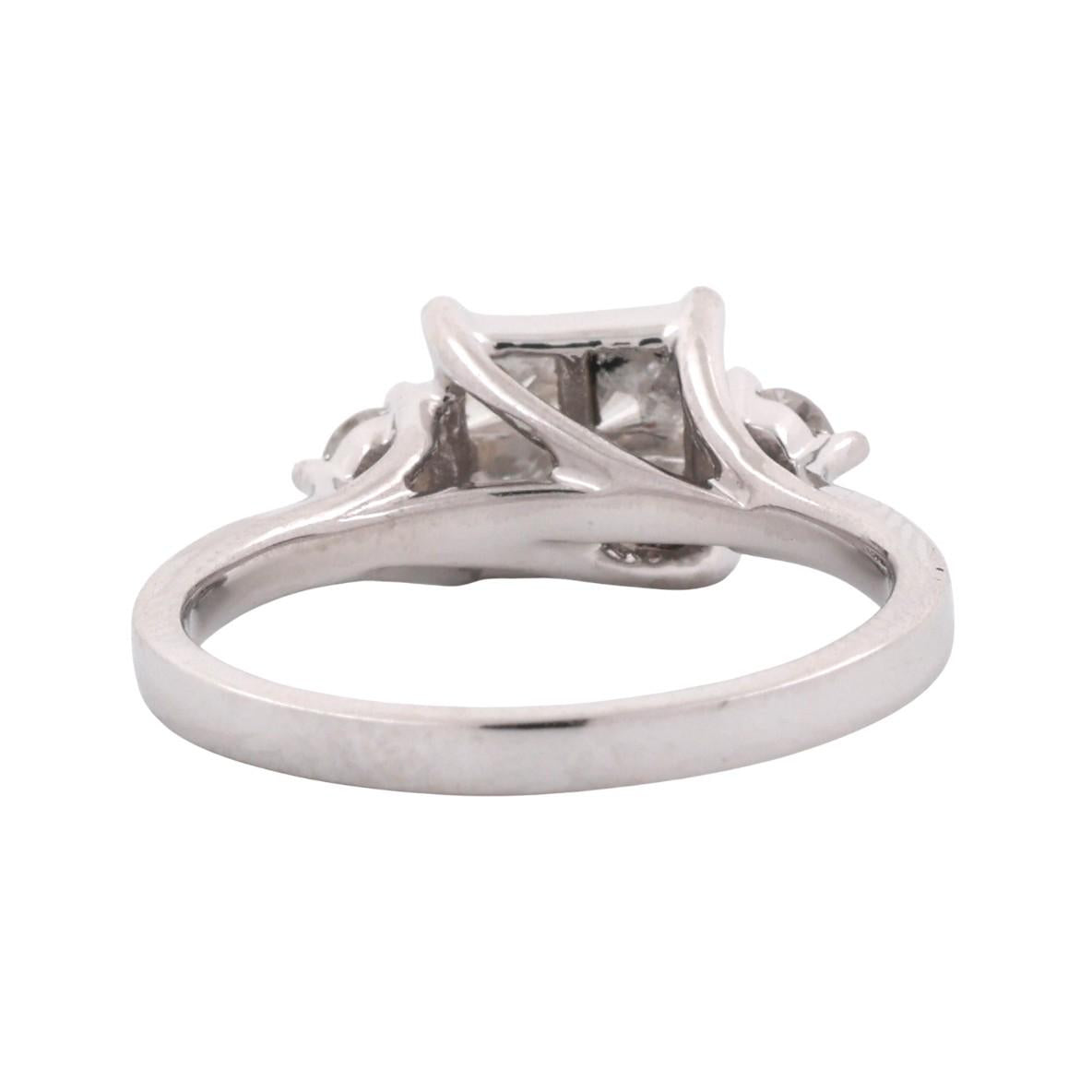 1.00 TW Princess Cut Cluster Diamond Ring 10K White Gold Round Accent SZ 7.25