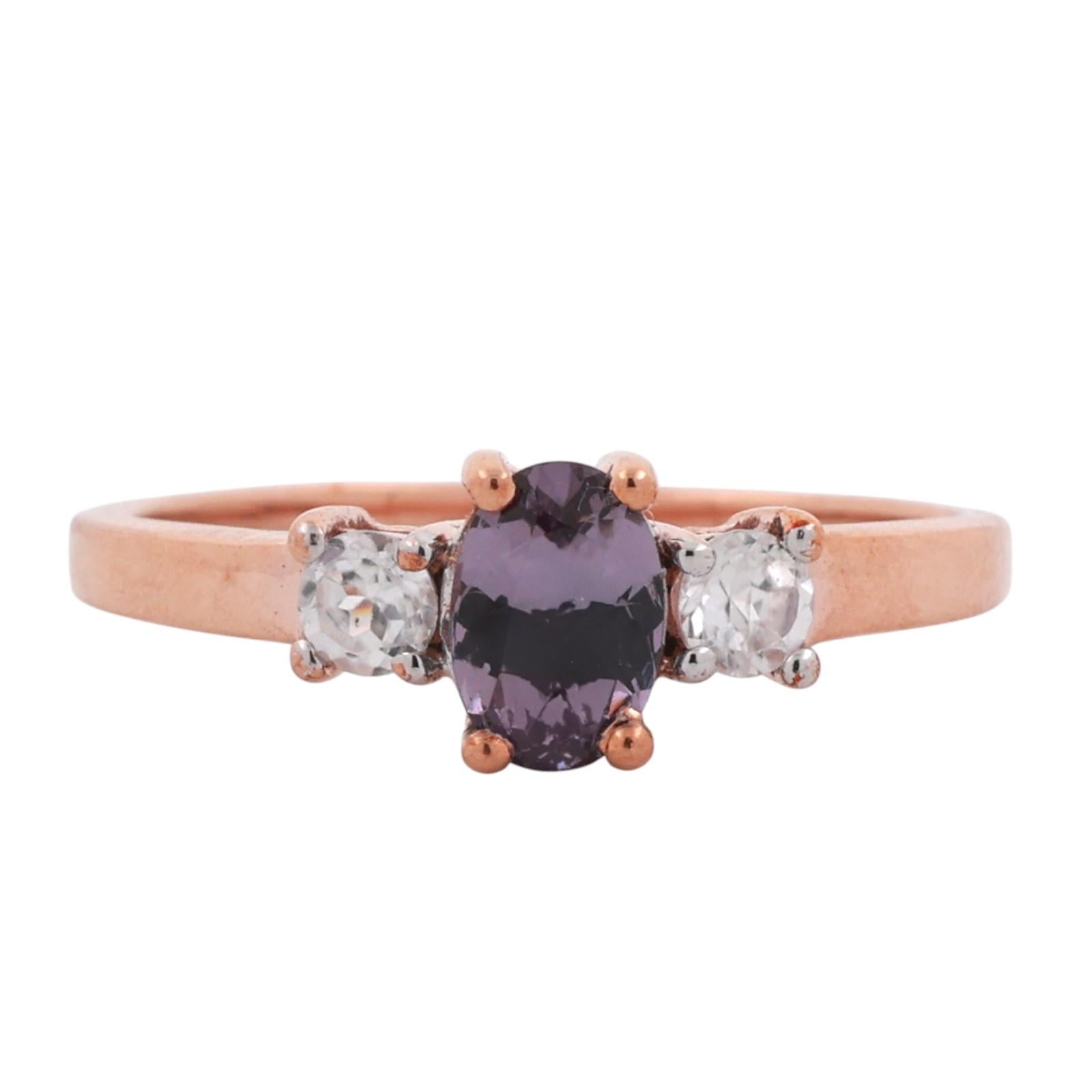 Solitaire Purple Spinel Ring White Spinel Accents 10K Rose Gold 0.70 CTW SZ 7.25