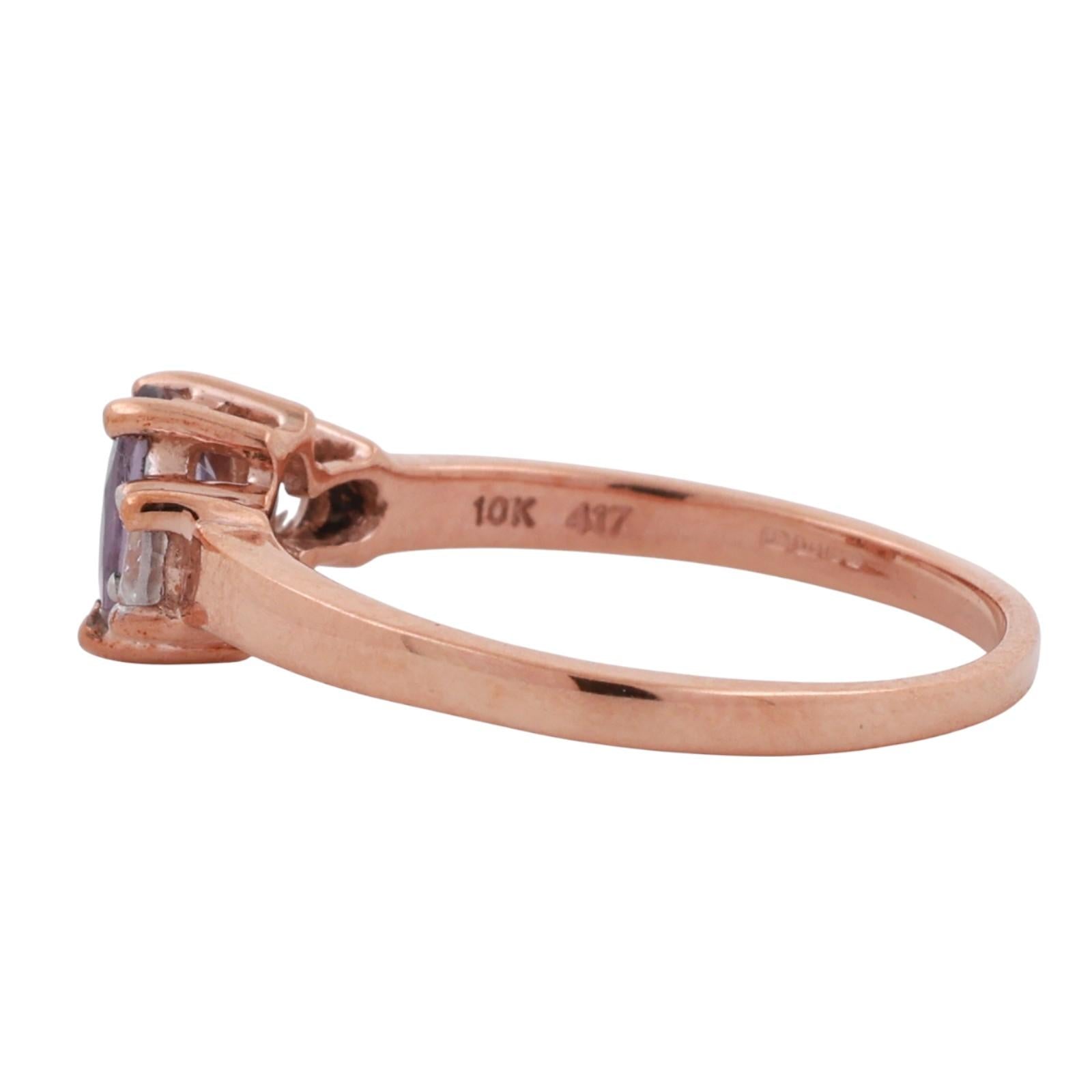 Solitaire Purple Spinel Ring White Spinel Accents 10K Rose Gold 0.70 CTW SZ 7.25